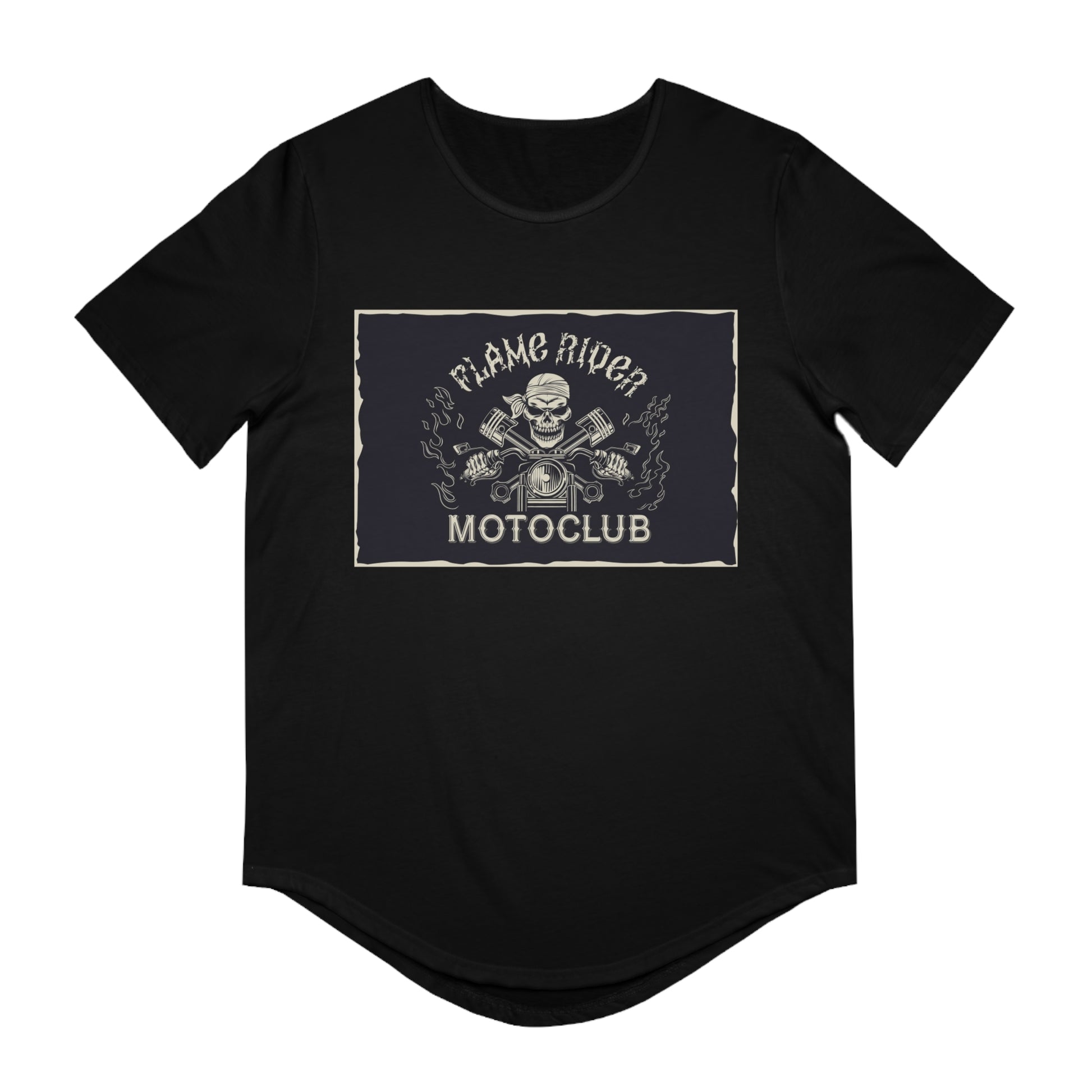 Flame Riders Moto Club Men's Jersey Curved Hem Tee
