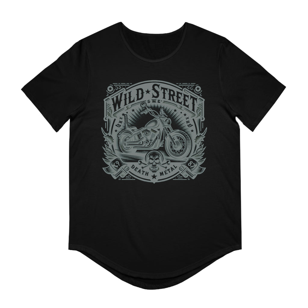 WILD STREET BIKER-Men's Jersey Curved Hem Tee in Black