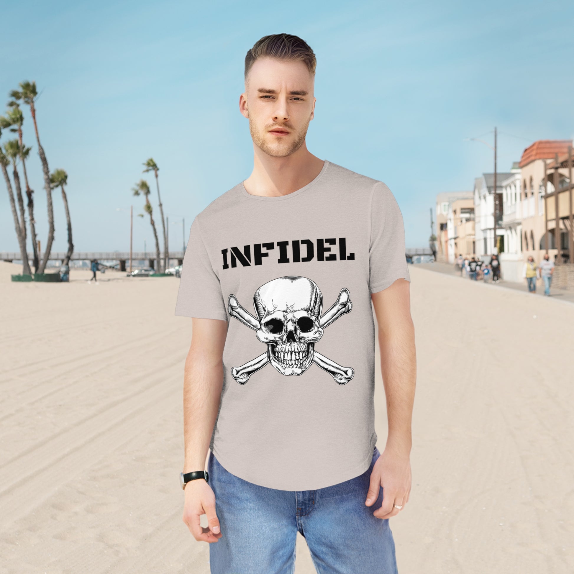 Skull and Crossbones-Infidel Skull Design, Casual Streetwear, Edgy Style, Unique Fashion Statement