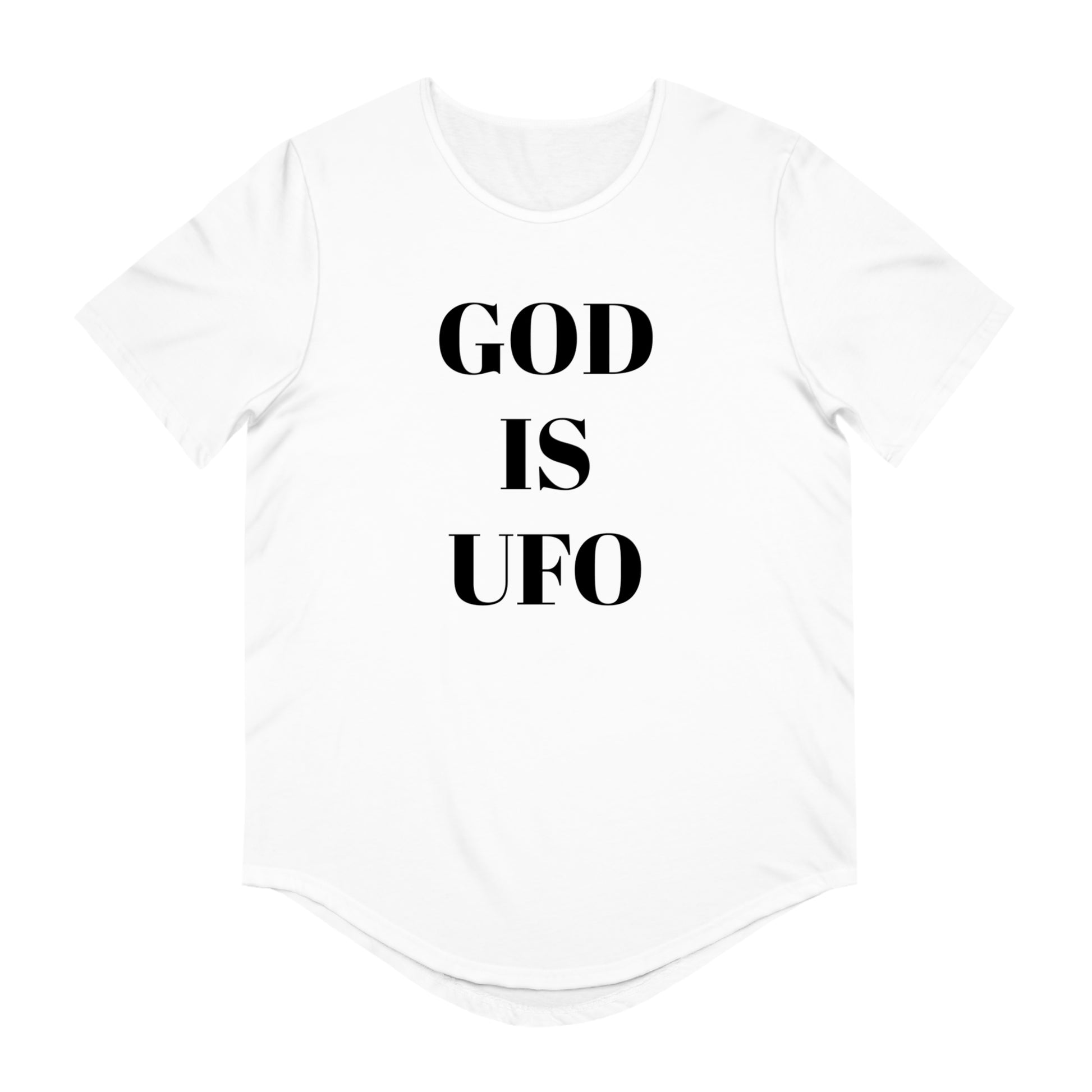 God is UFO Men's Jersey Curved Hem Tee