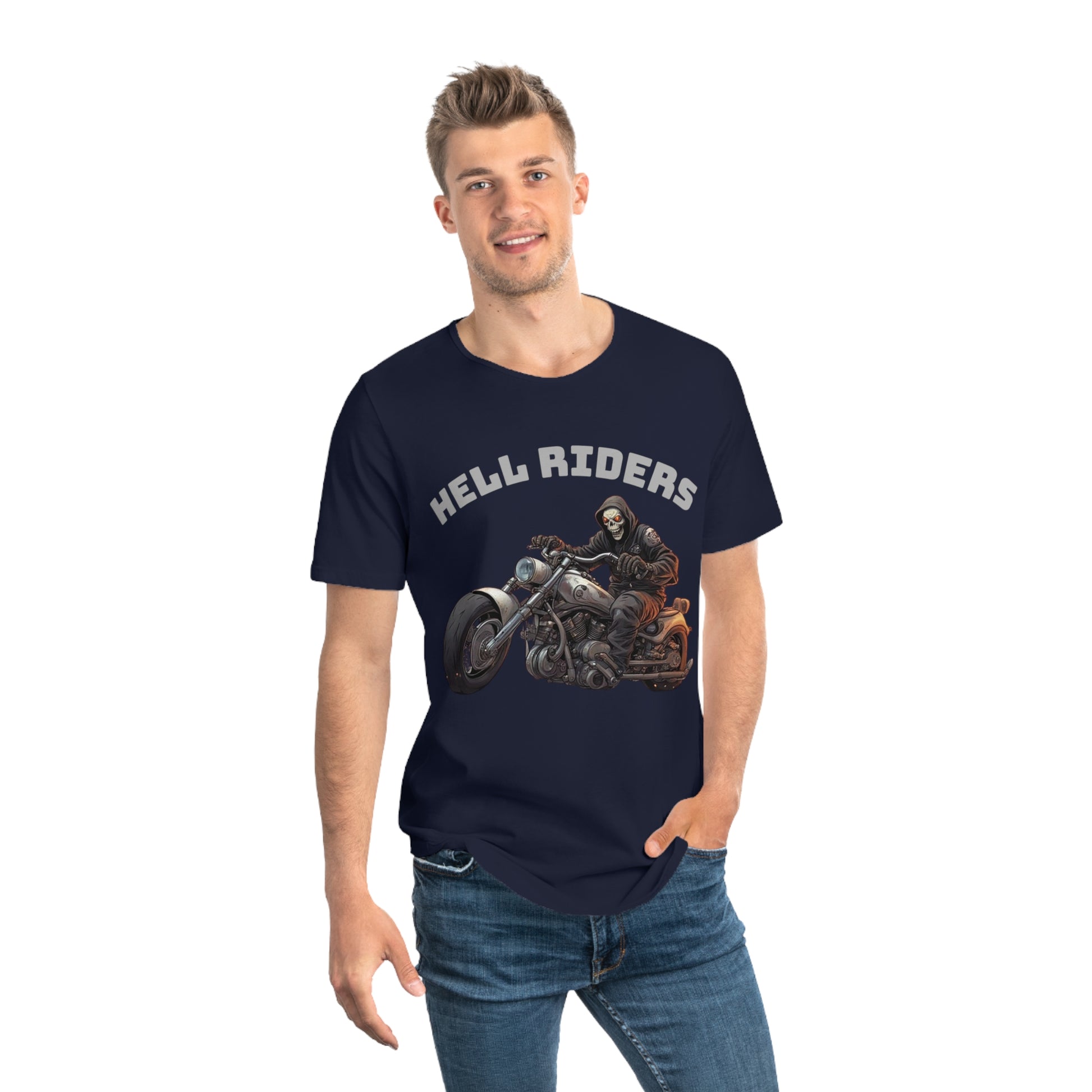 Hell Riders-Men's Jersey Curved Hem Tee, Biker Shirt, Hell Riders Tee, Motorcycle Apparel