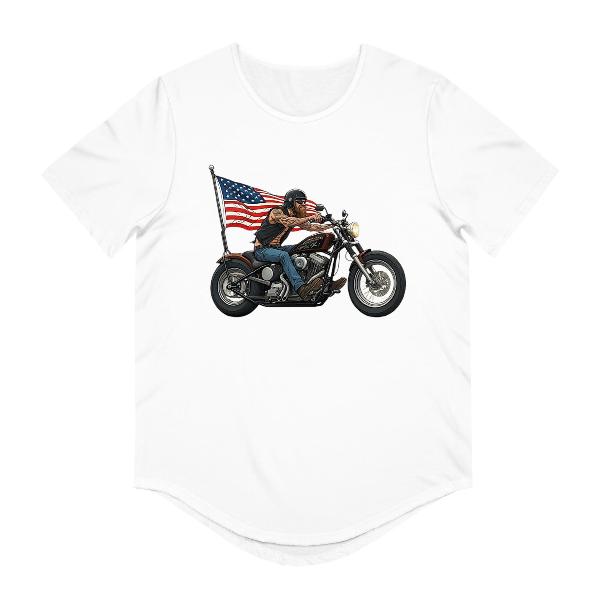 American Biker Curved Hem Tee-Motorcycle Freedom Tee