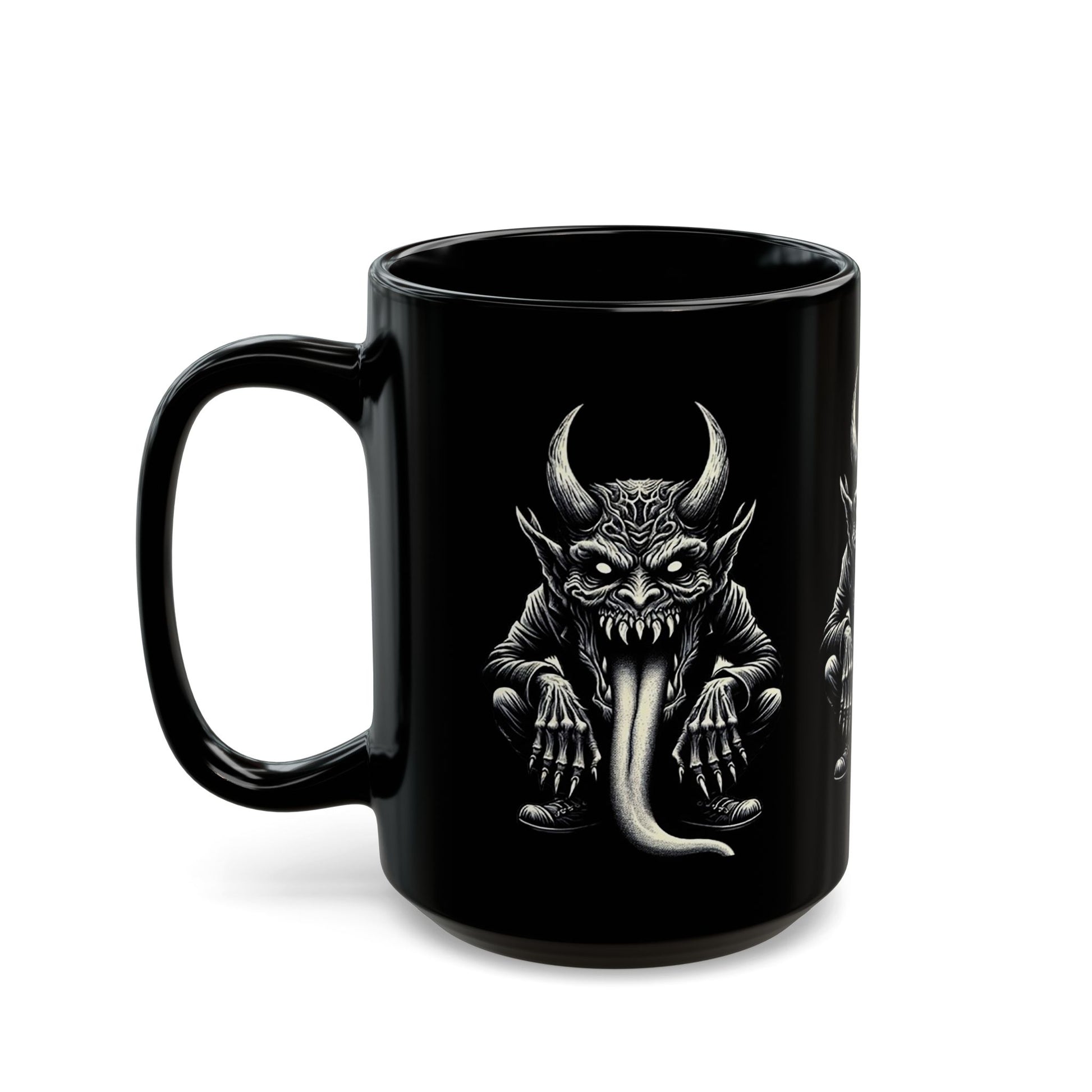 Gothic Demon Mug with Horned Creature Design