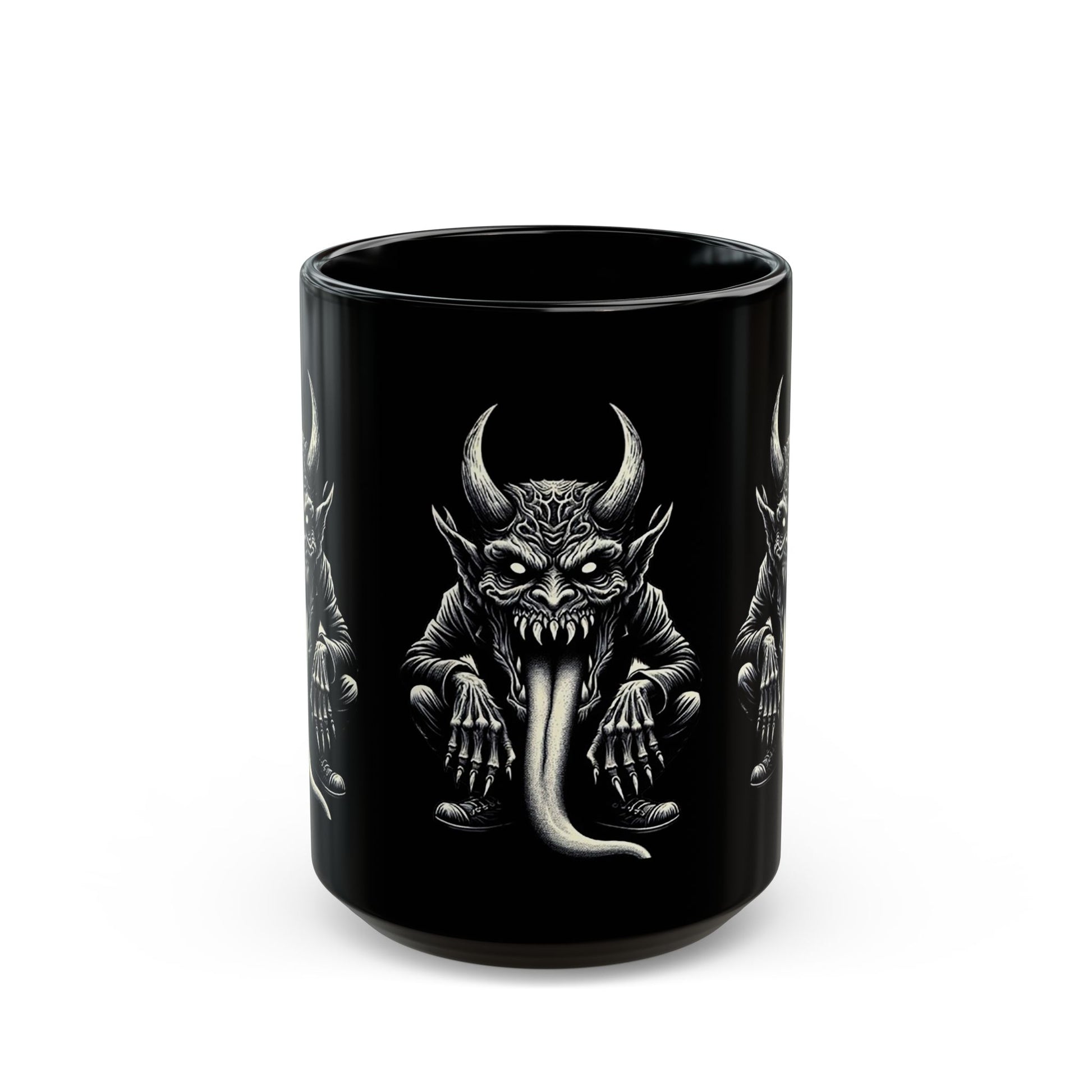 Gothic Demon Mug with Horned Creature Design