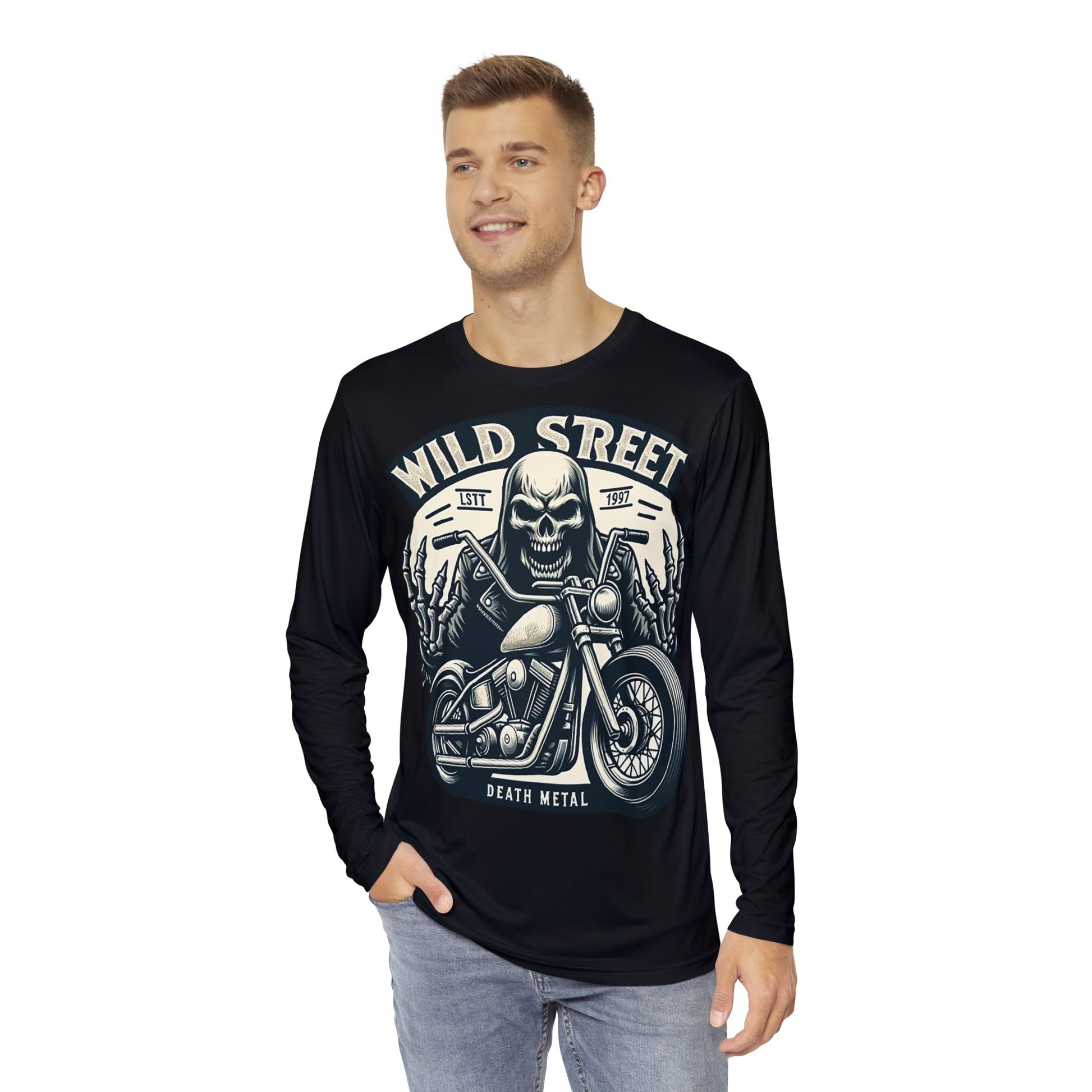 Wild Street Death Metal-Men's Long Sleeve Shirt (AOP)