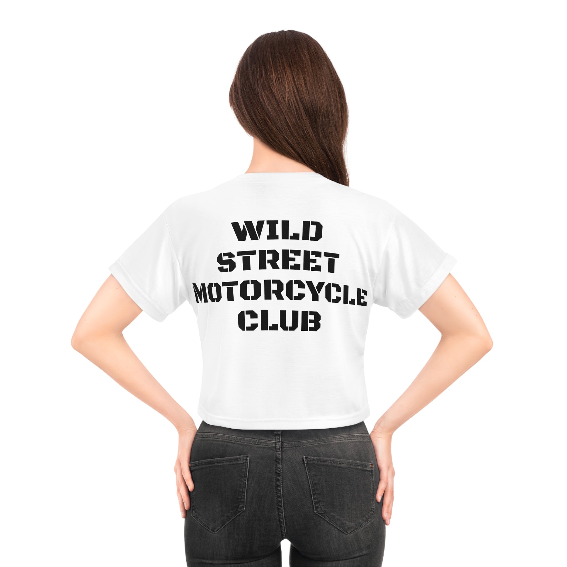 WILD STREET MOTORCYCLE CLUB-White AOP Crop Tee
