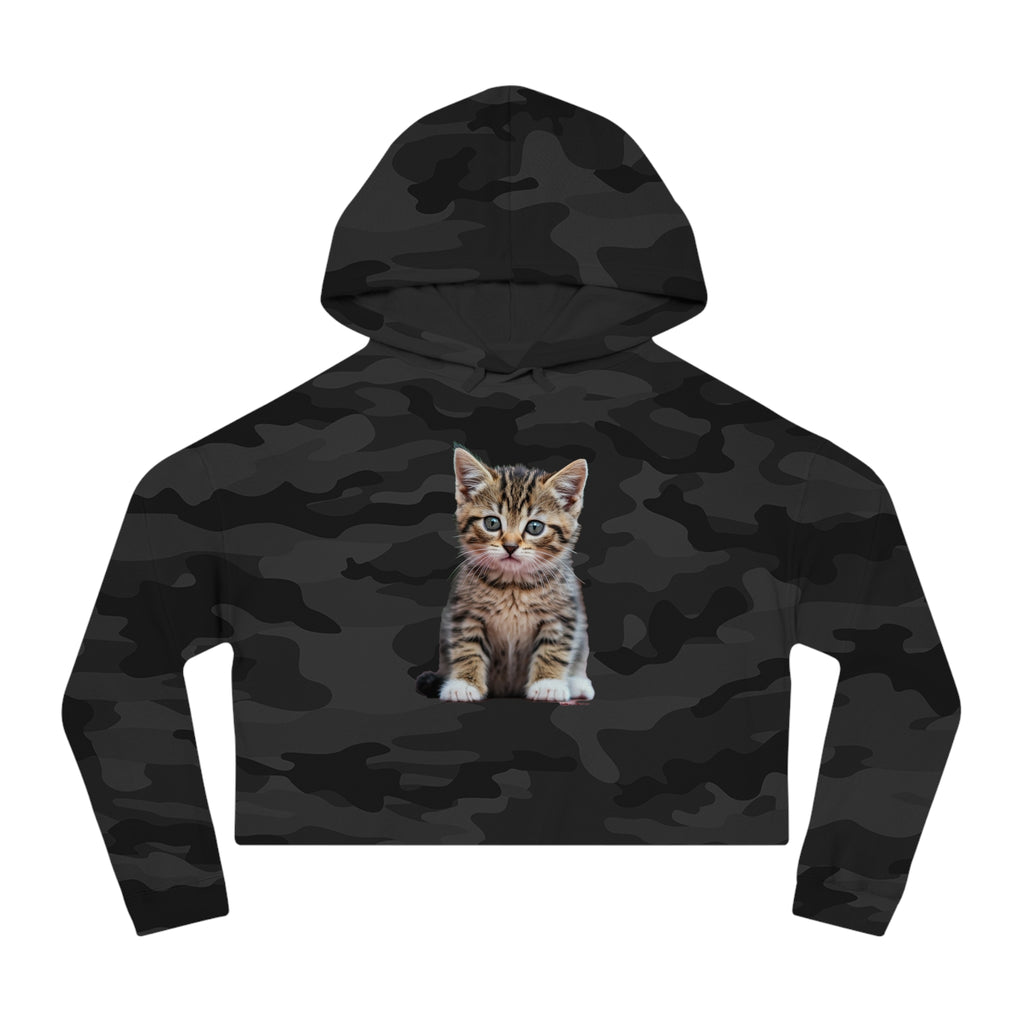 Cute Kitty Womens Cropped Hooded Sweatshirt