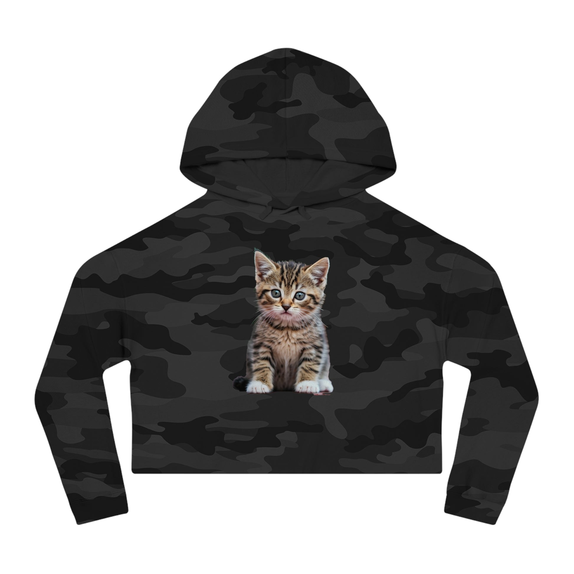 Cute Kitty Womens Cropped Hooded Sweatshirt