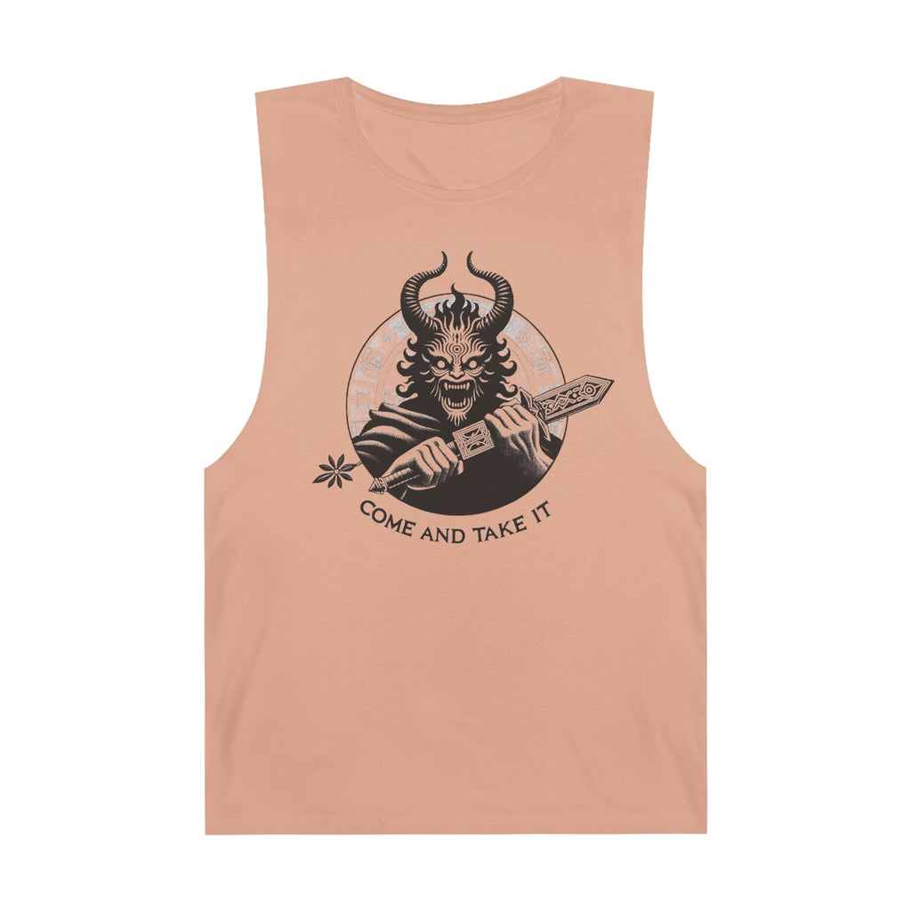 Come and Take It Demon Sleeveless Tee-Gothic Tank Top – Edgy Graphic Sleeveless Tee, Alternative Style
