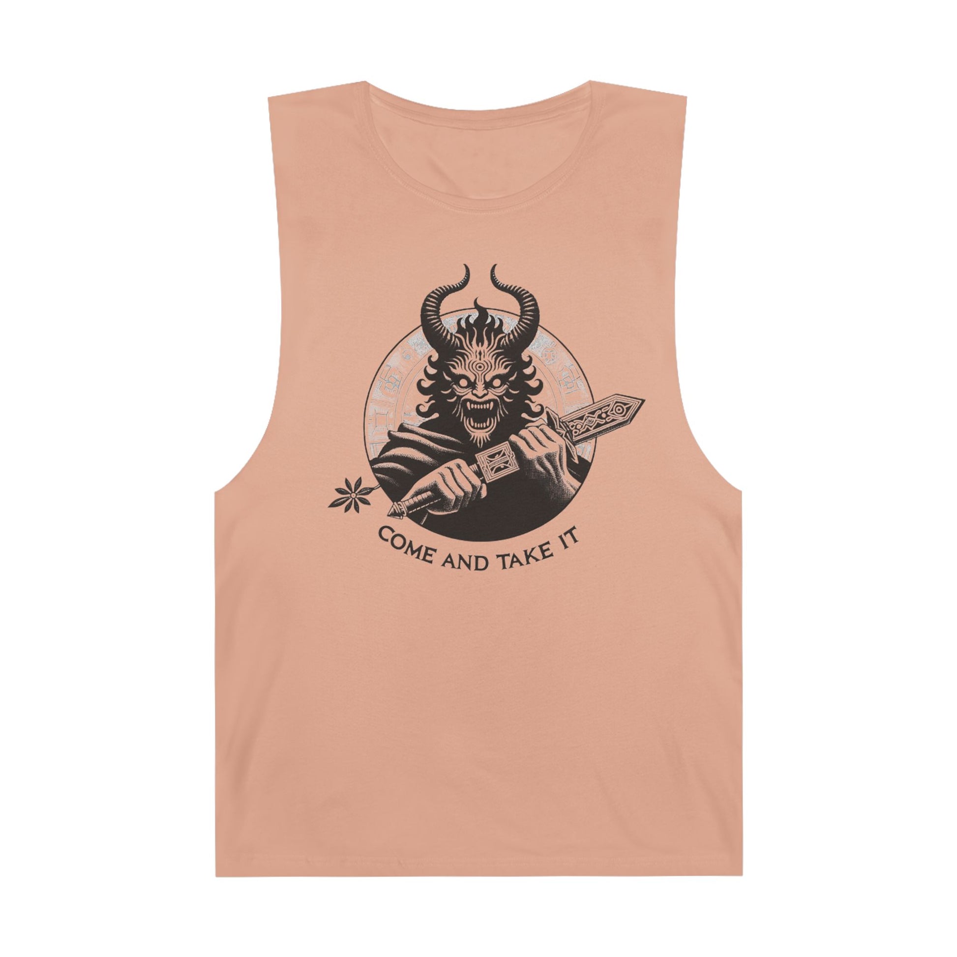 Come and Take It Demon Sleeveless Tee-Gothic Tank Top – Edgy Graphic Sleeveless Tee, Alternative Style
