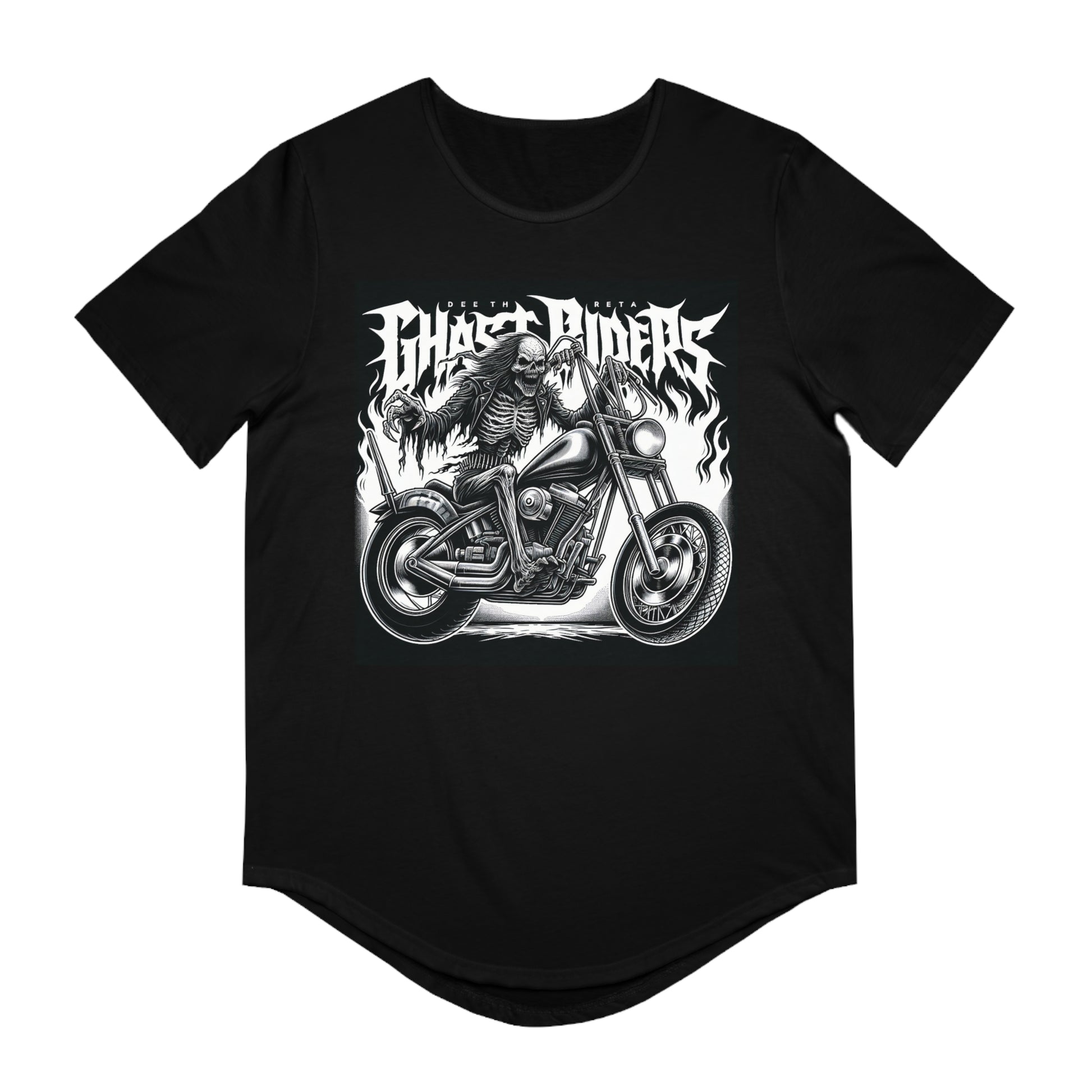 Men's Motorcycle Graphic Tee, Edgy Biker Shirt, Skulls and Flames Design, Perfect for Rides, Festivals, and Everyday Coolness
