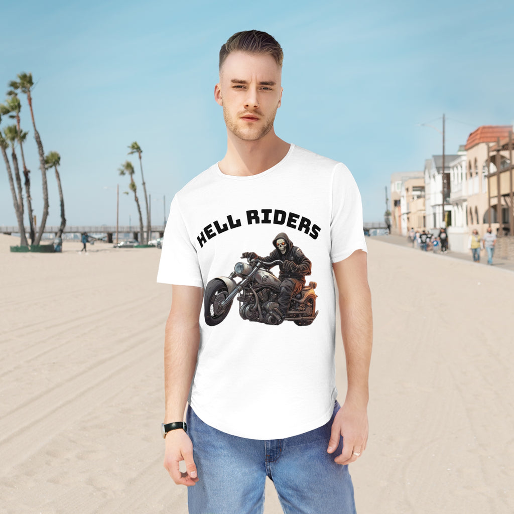 Hell Riders-Men's Jersey Curved Hem Tee, Biker Shirt, Hell Riders Tee, Motorcycle Apparel