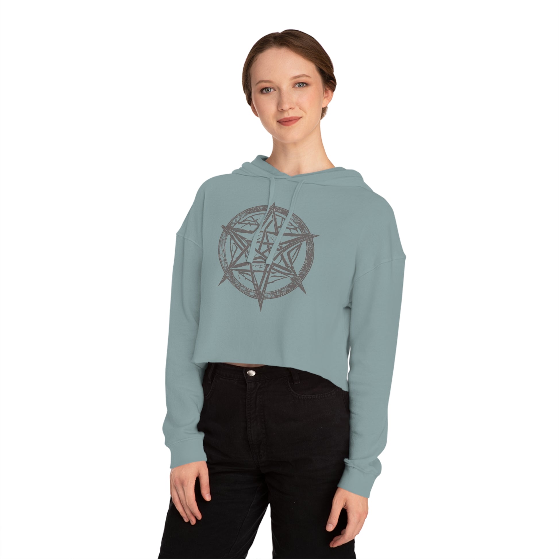 Pentagram Womens Cropped Hooded Sweatshirt
