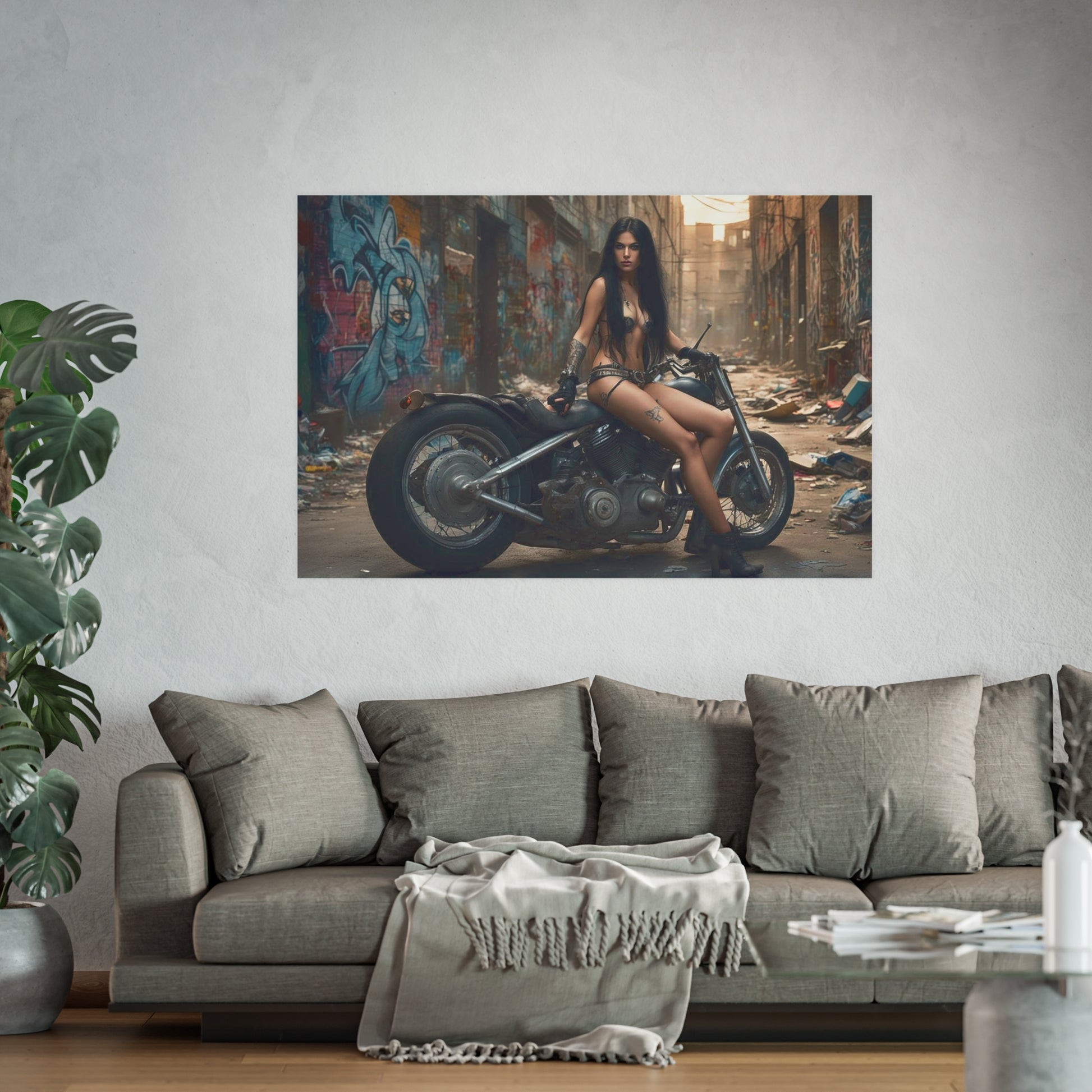 Dystopian Biker Girl Satin and Archival Matte Poster
