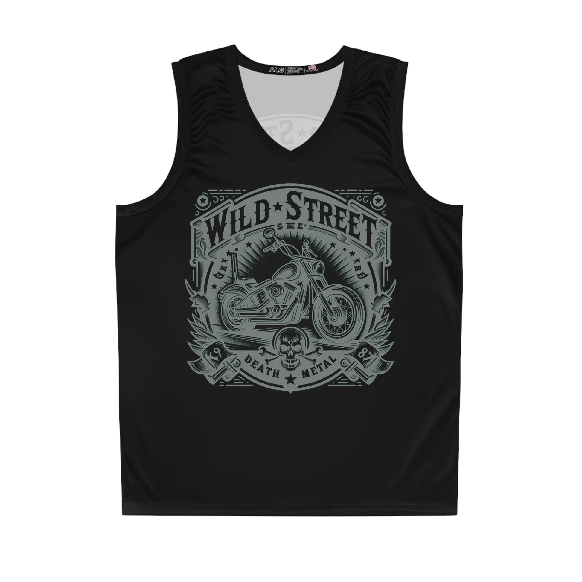 Wild Street Death Metal Biker Basketball Jersey (AOP)