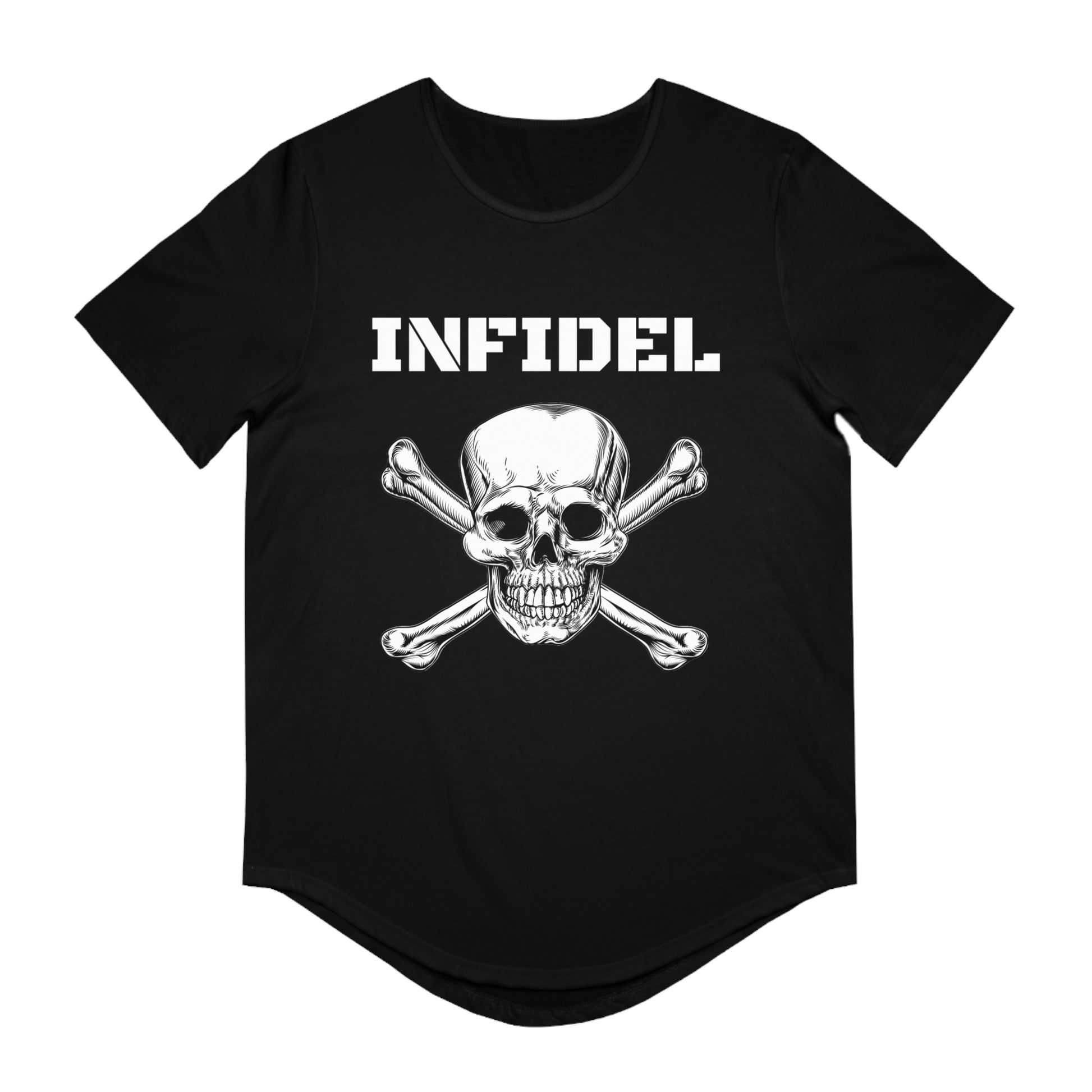 Skull and Crossbones-Infidel Skull Design, Casual Streetwear, Edgy Style, Unique Fashion Statement