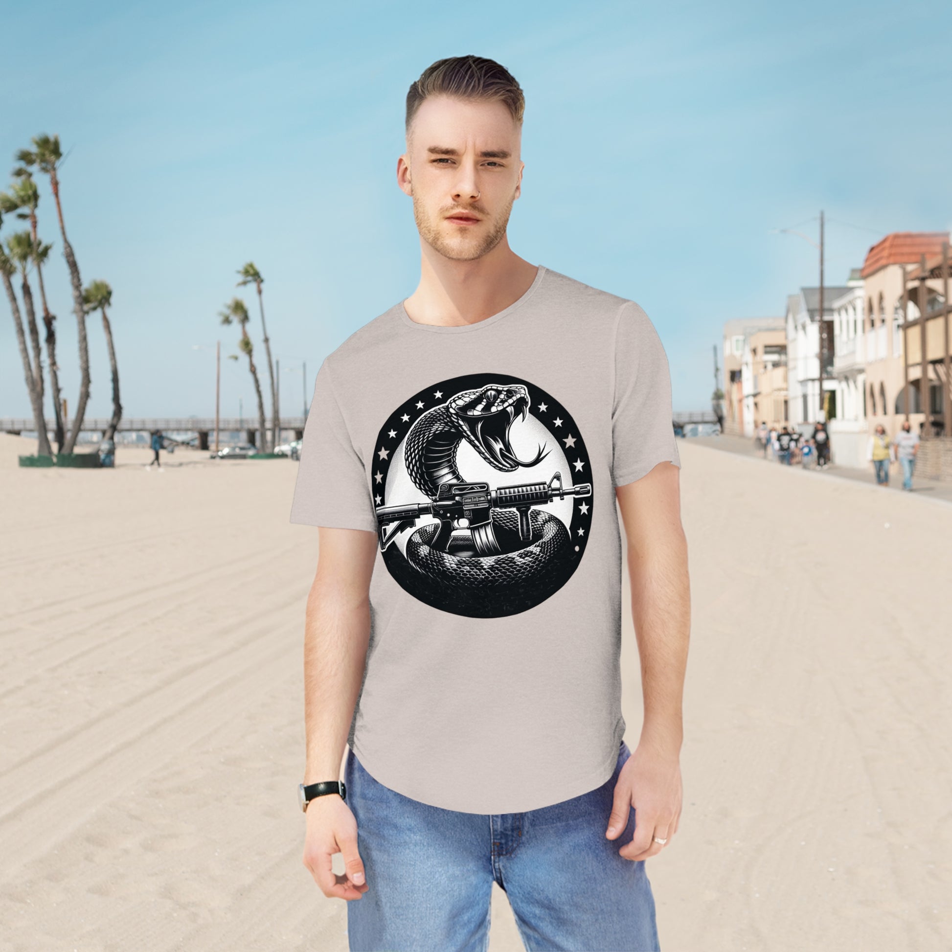 Assault Rifle Snake-Men's Jersey Curved Hem Tee