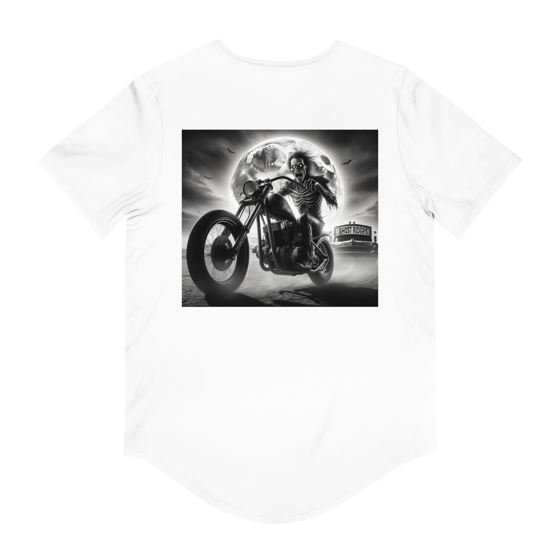 GHOST RIDER FULL MOON-Men's Jersey Curved Hem Tee