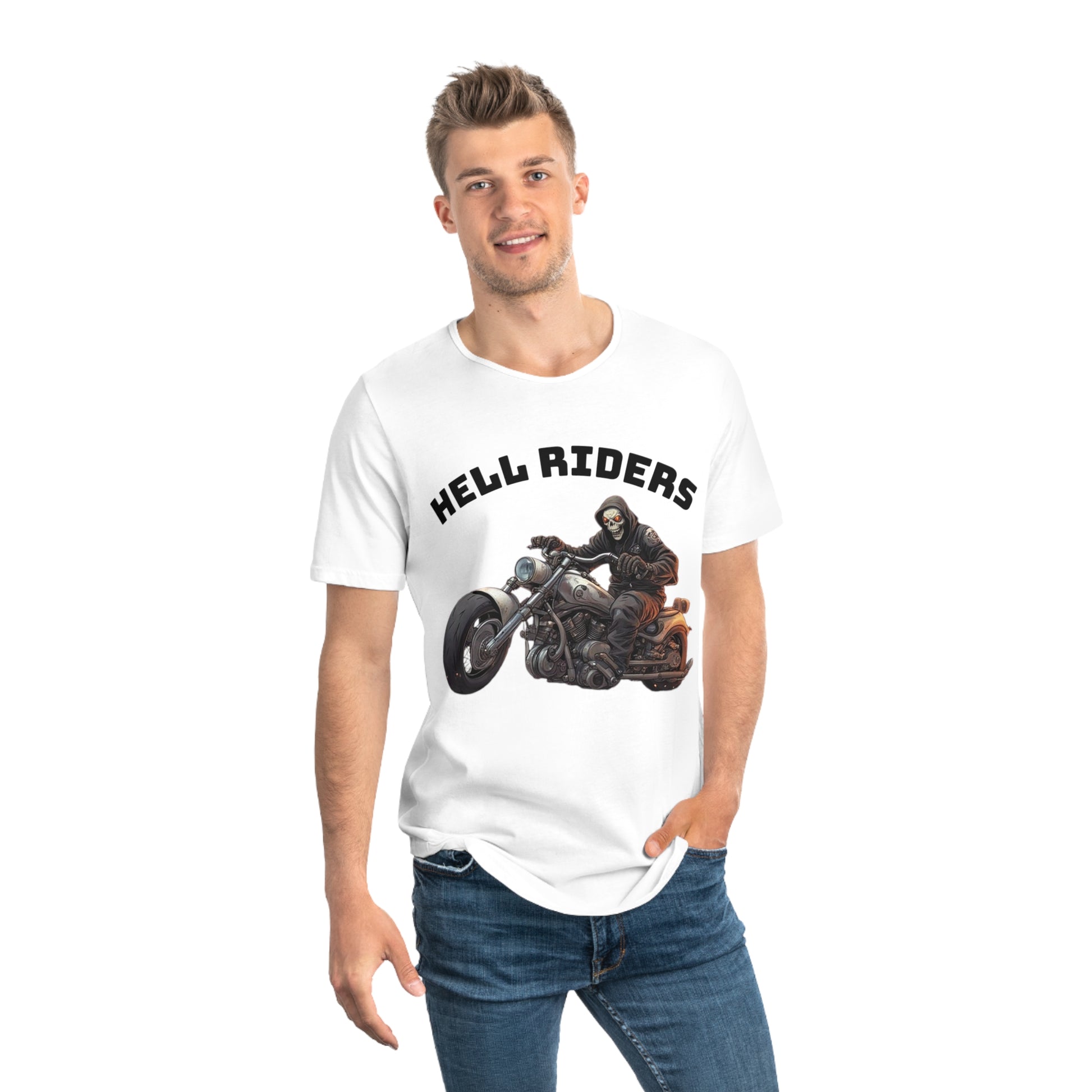 Hell Riders-Men's Jersey Curved Hem Tee, Biker Shirt, Hell Riders Tee, Motorcycle Apparel