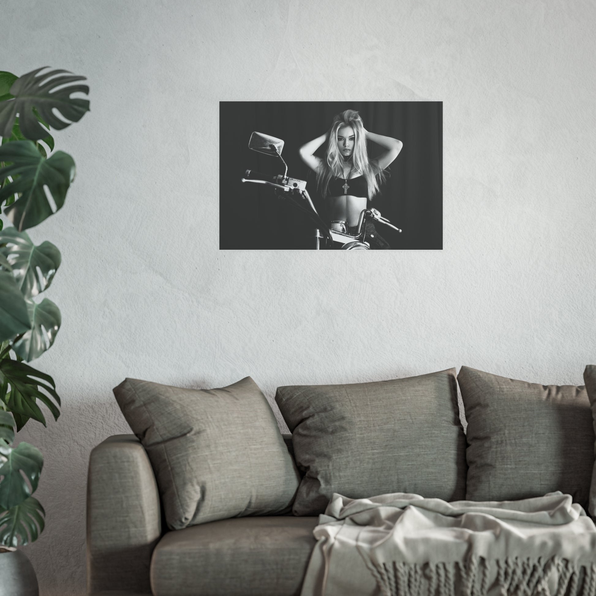 Blonde Biker Babe Satin and Archival Matte Poster