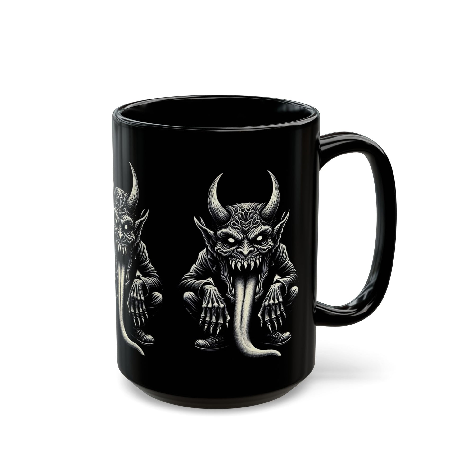 Gothic Demon Mug with Horned Creature Design