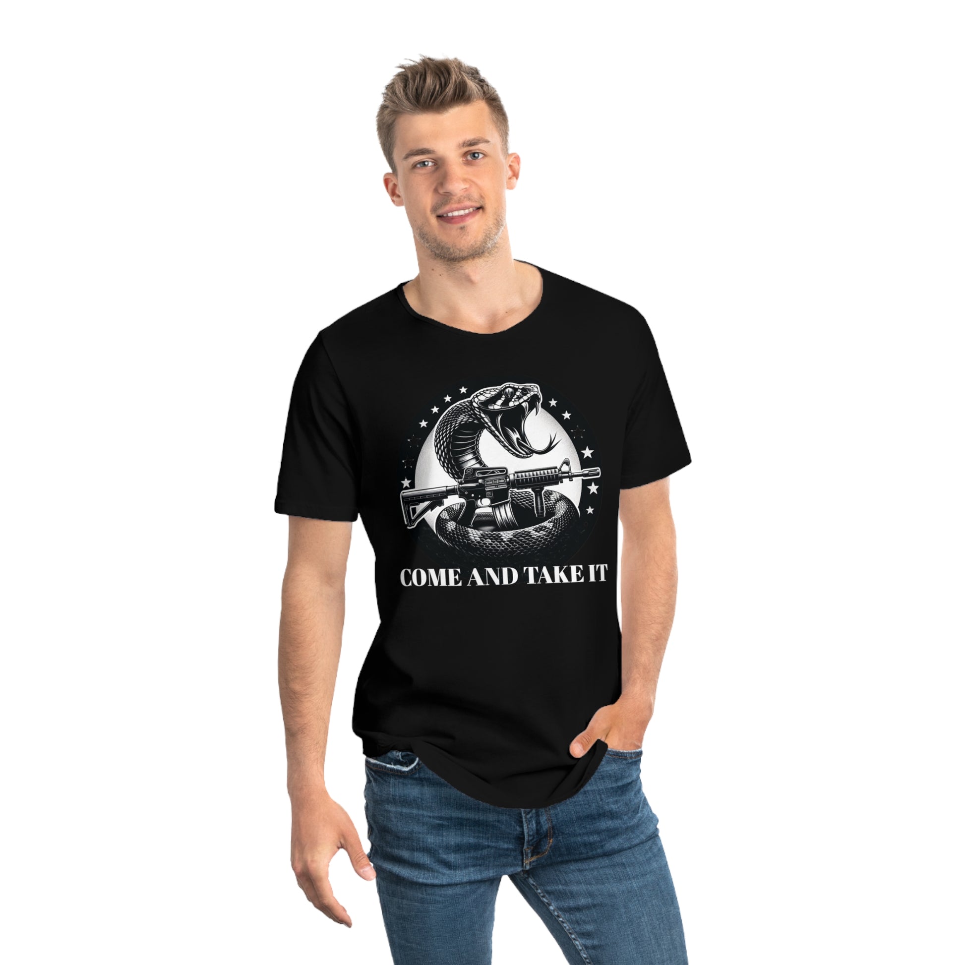 COME AND TAKE IT-Men's Jersey Curved Hem Tee