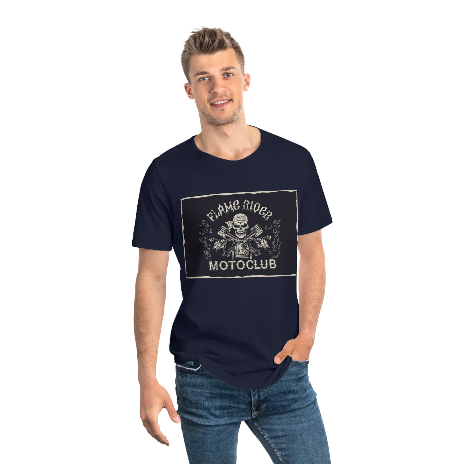 Flame Riders Moto Club Men's Jersey Curved Hem Tee