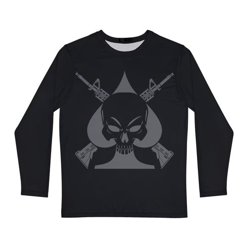 Ace of Spades-Rebel Skull Long Sleeve Shirt - Edgy Graphic Tee for Men