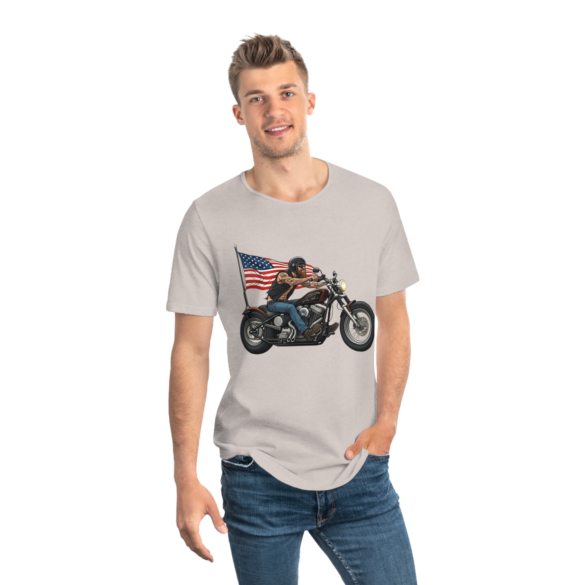 American Biker Curved Hem Tee-Motorcycle Freedom Tee