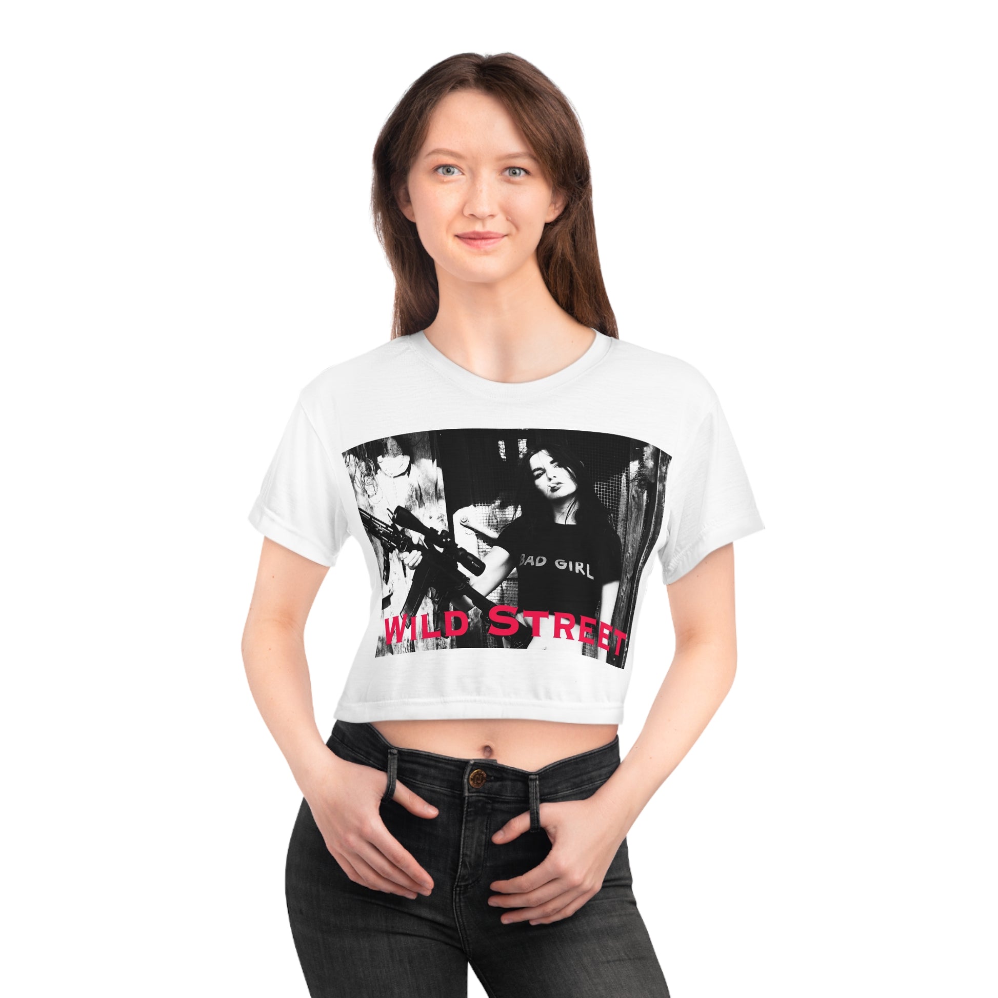 WILD STREET MOTORCYCLE CLUB-White AOP Crop Tee