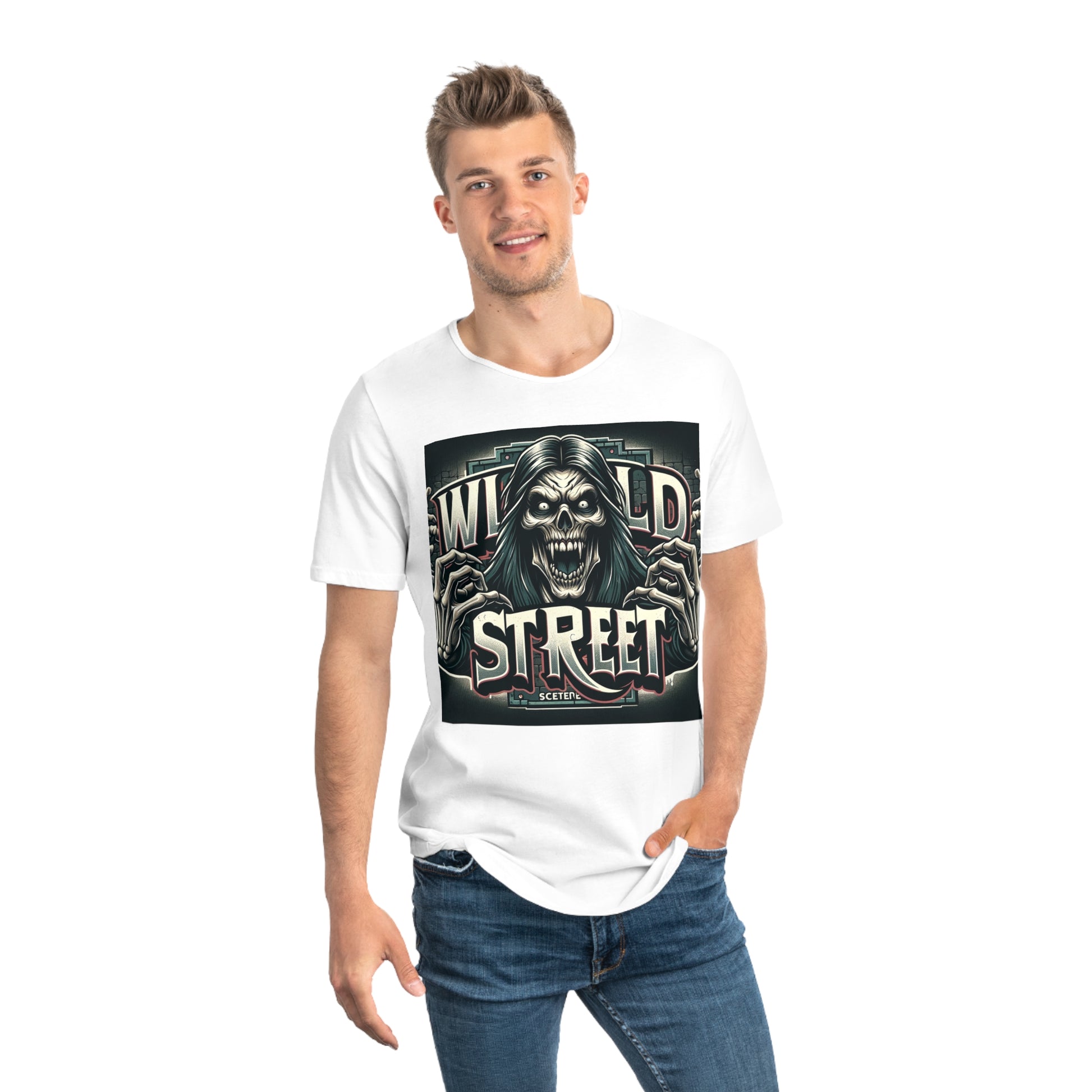 WILD STREET DEMON-Men's Jersey Curved Hem Tee