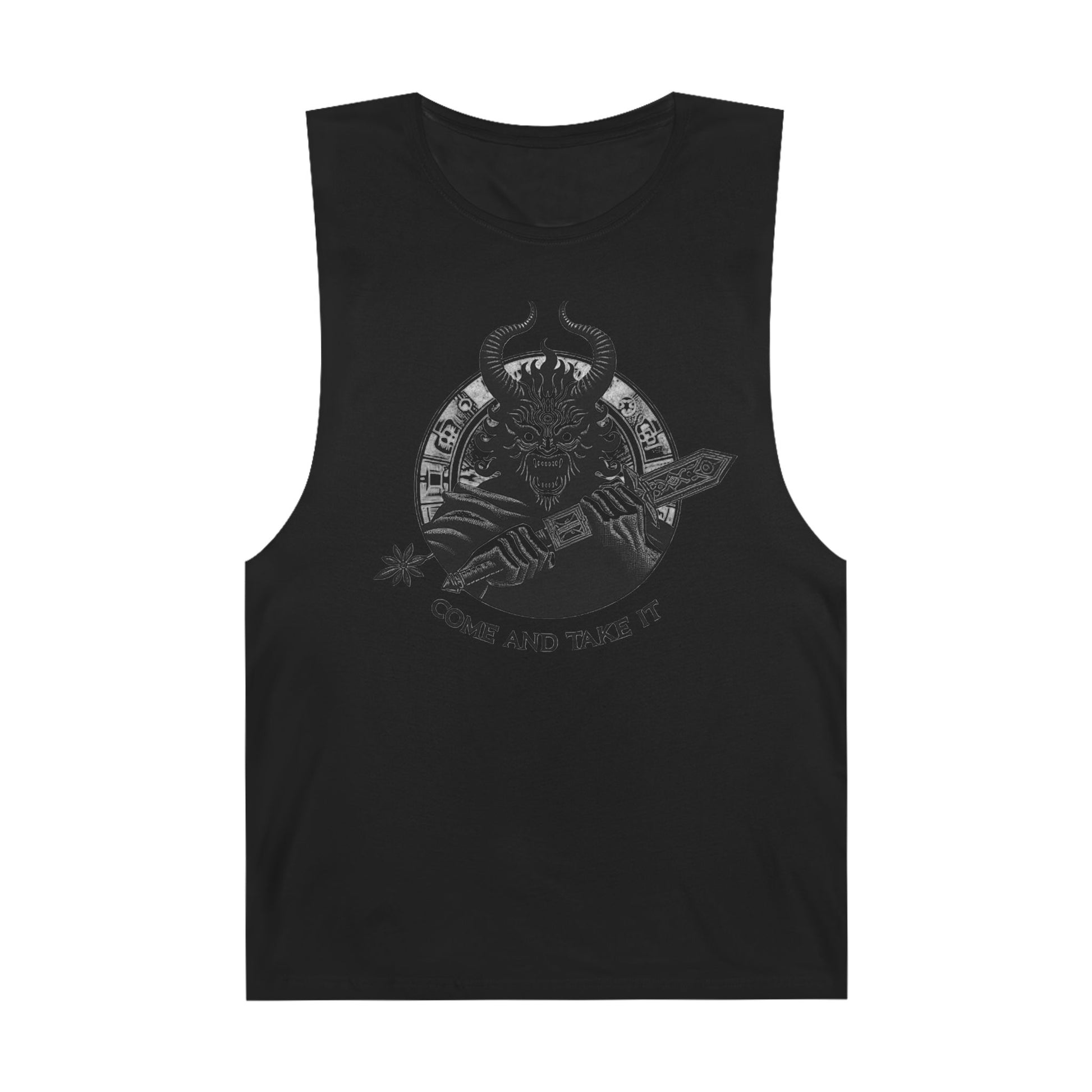 Come and Take It Demon Sleeveless Tee-Gothic Tank Top – Edgy Graphic Sleeveless Tee, Alternative Style