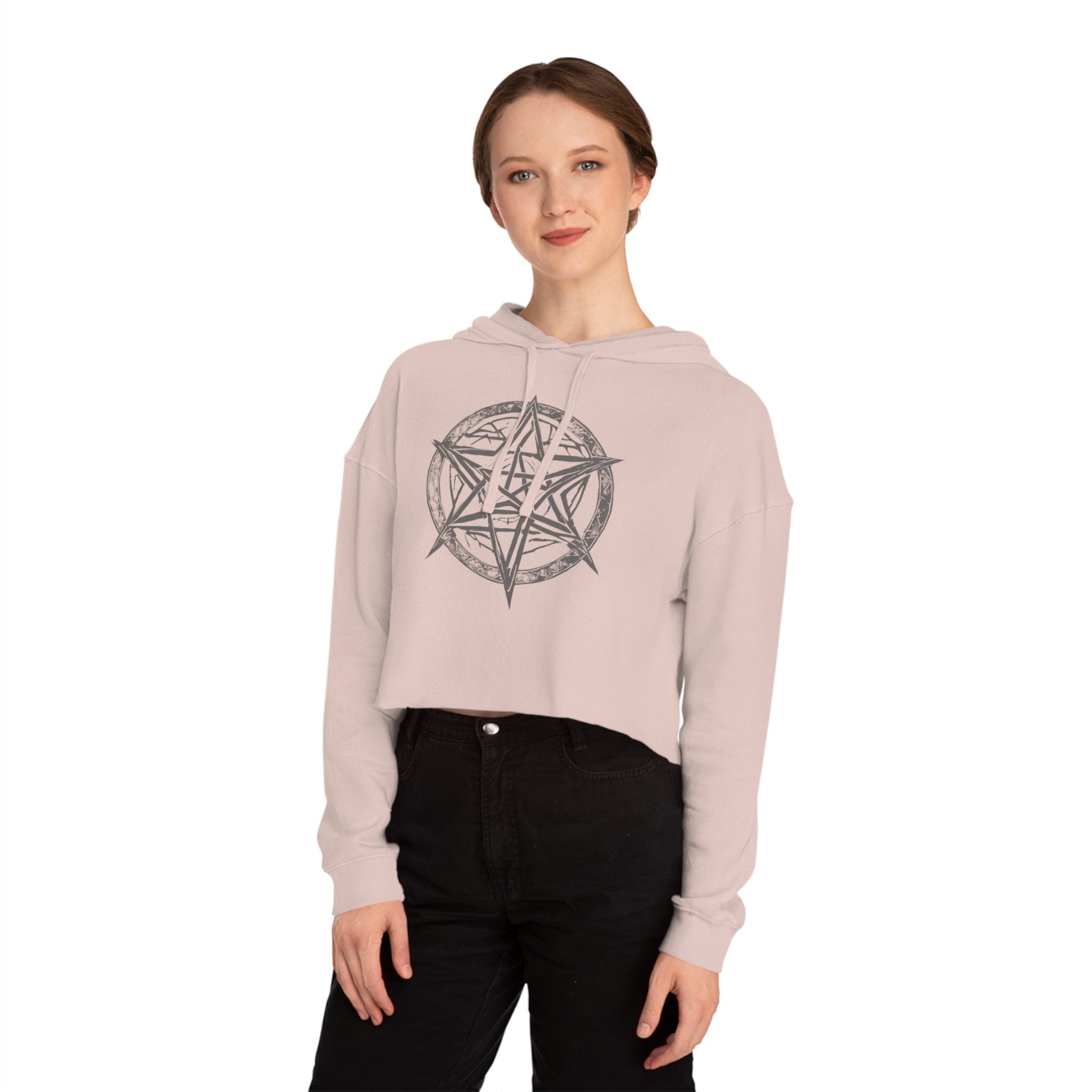 Pentagram Womens Cropped Hooded Sweatshirt