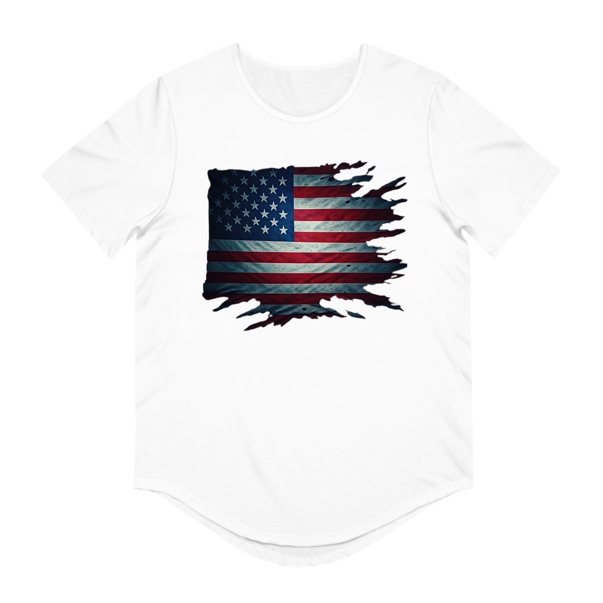 Patriotic Men's Curved Hem Tee, USA Flag Shirt