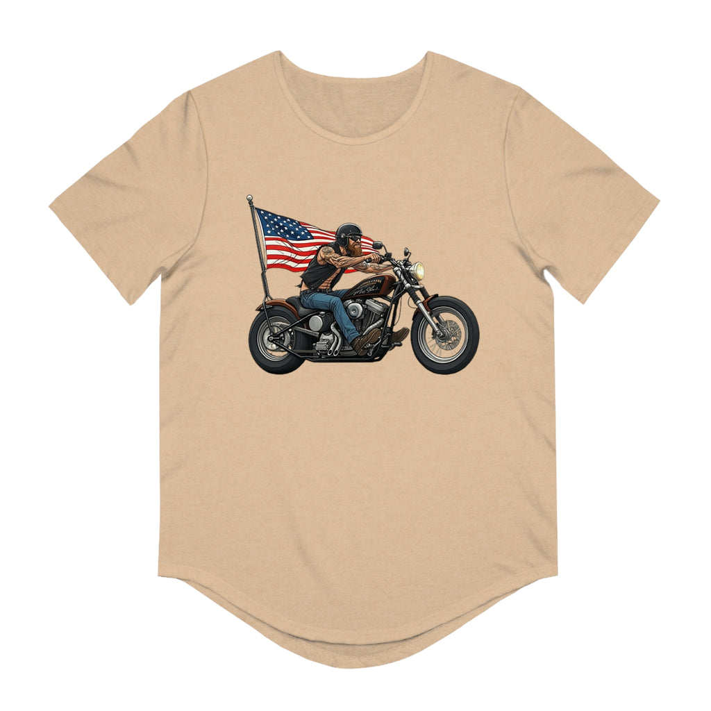 American Biker Curved Hem Tee-Motorcycle Freedom Tee