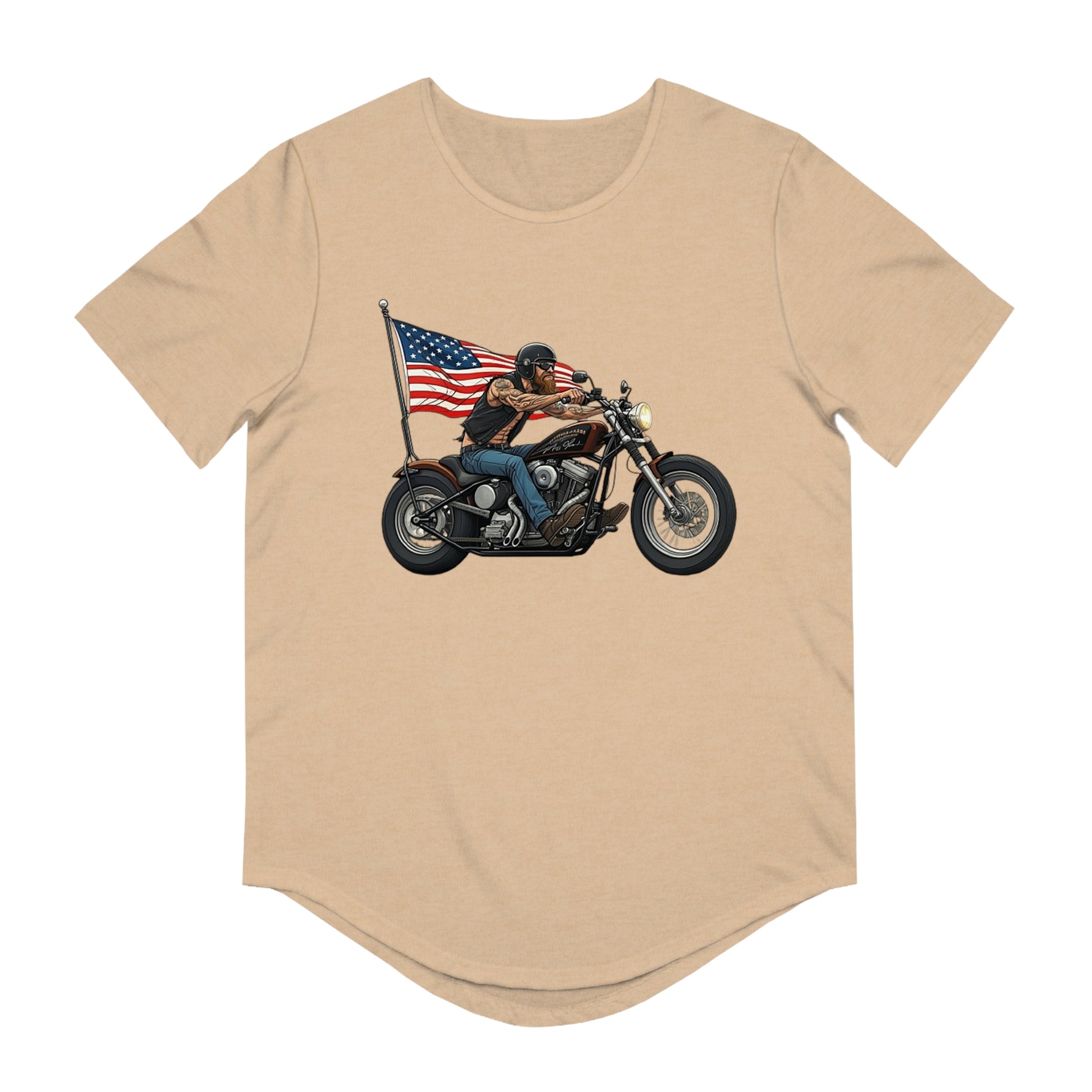 American Biker Curved Hem Tee-Motorcycle Freedom Tee