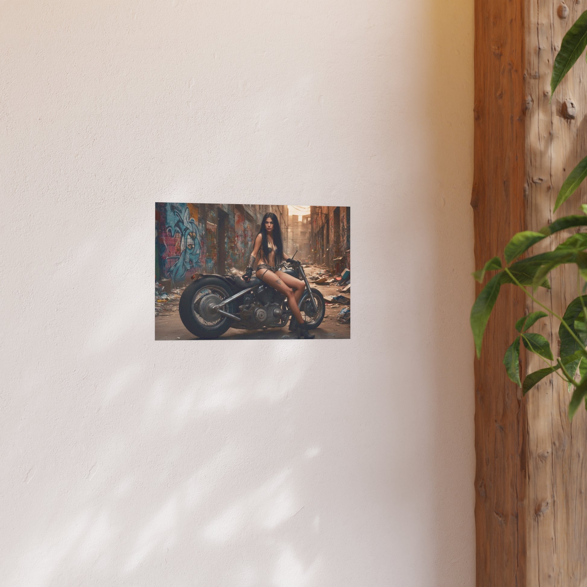 Dystopian Biker Girl Satin and Archival Matte Poster