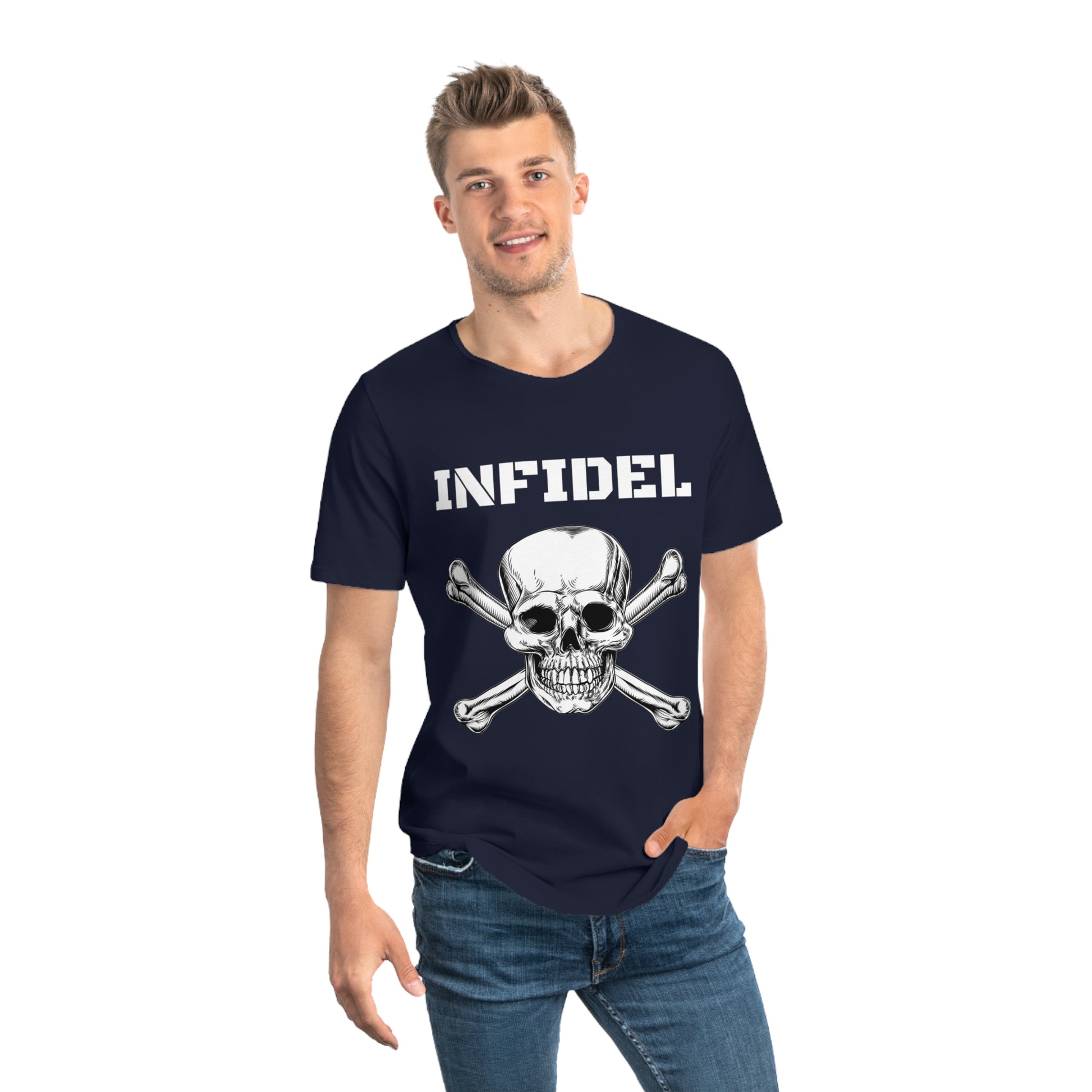 Skull and Crossbones-Infidel Skull Design, Casual Streetwear, Edgy Style, Unique Fashion Statement