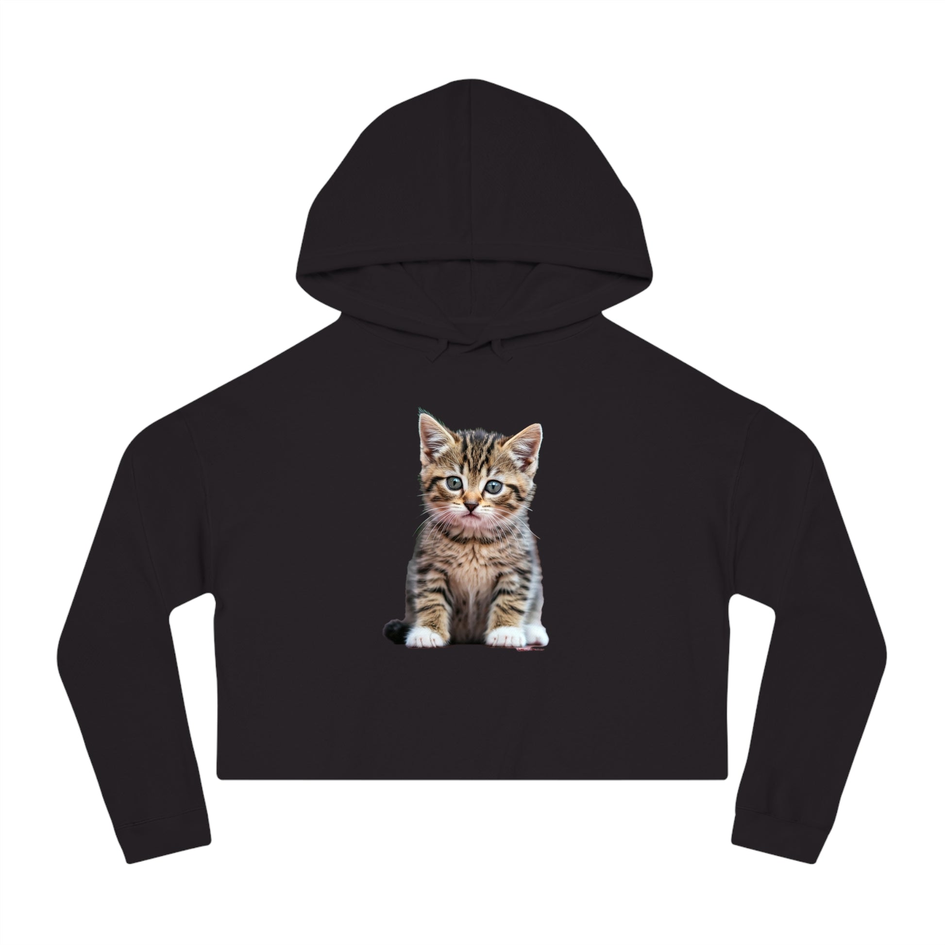 Cute Kitty Womens Cropped Hooded Sweatshirt
