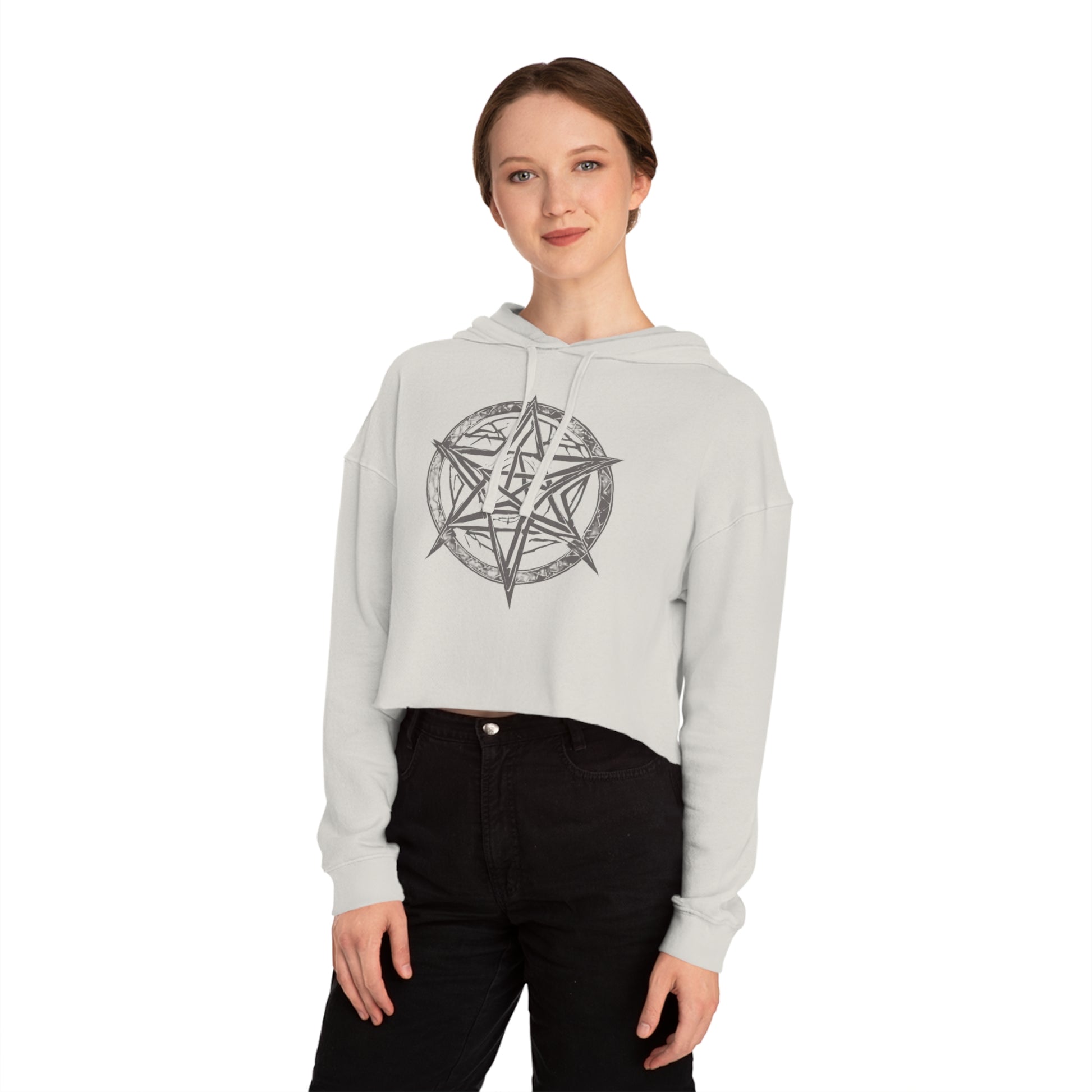 Pentagram Womens Cropped Hooded Sweatshirt