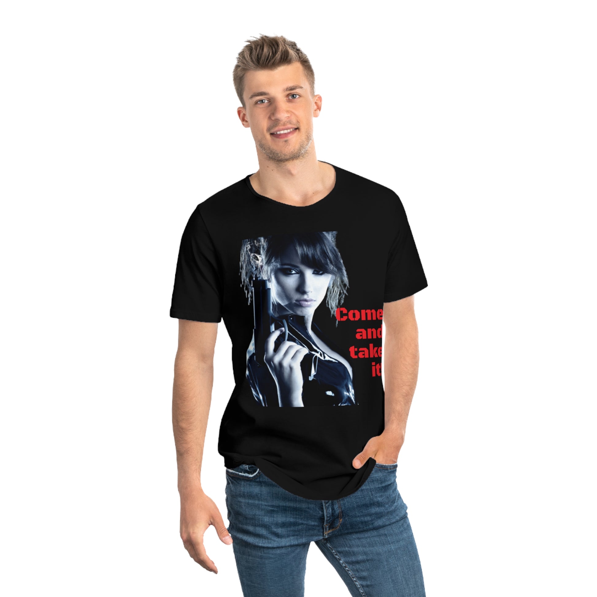 Come and take it! Men's Jersey Curved Hem Tee