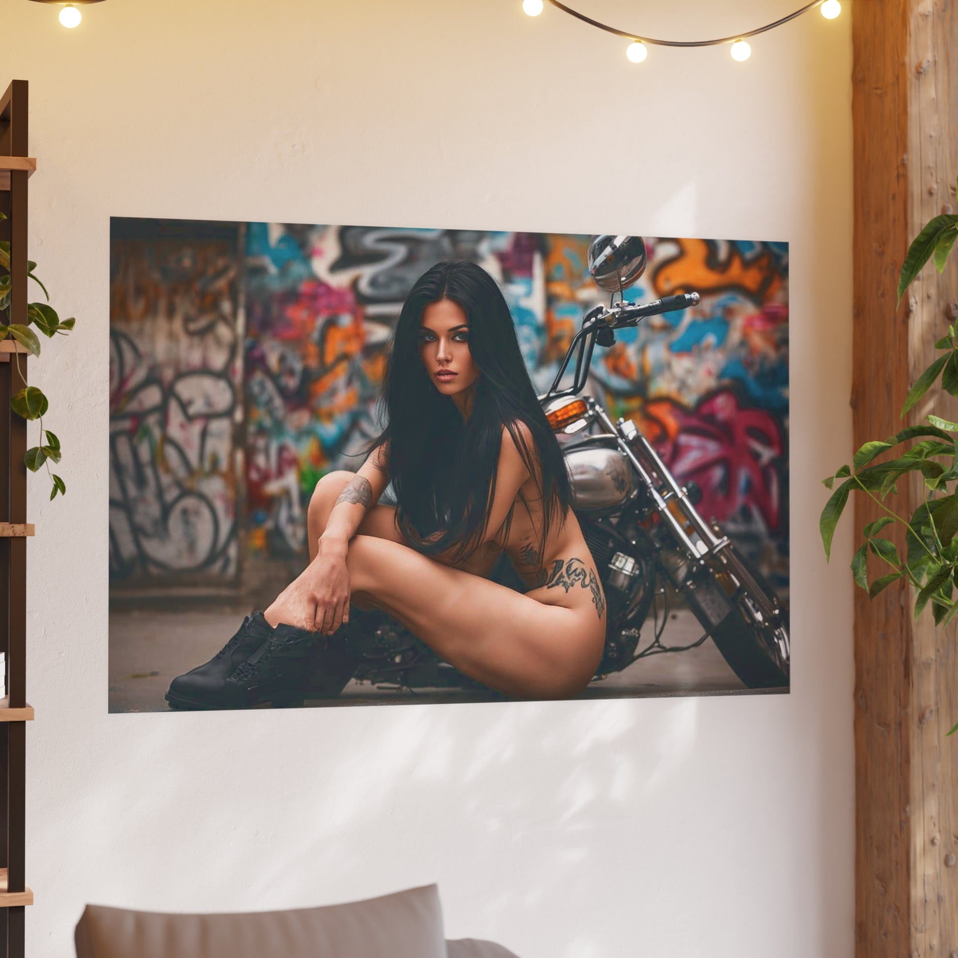 Tattooed Biker Babe-Edgy Art Poster - Urban Street Style, Home Decor, Wall Art, Tattoo Lovers, Unique Artwork