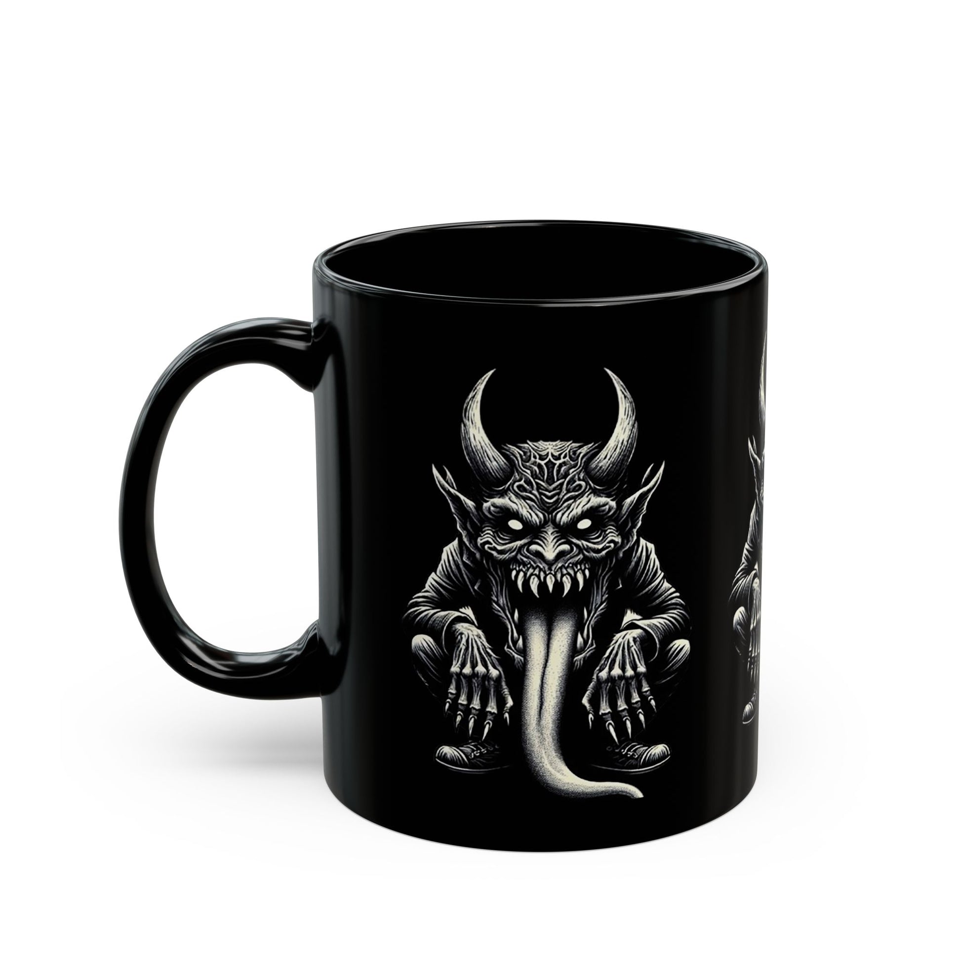 Gothic Demon Mug with Horned Creature Design