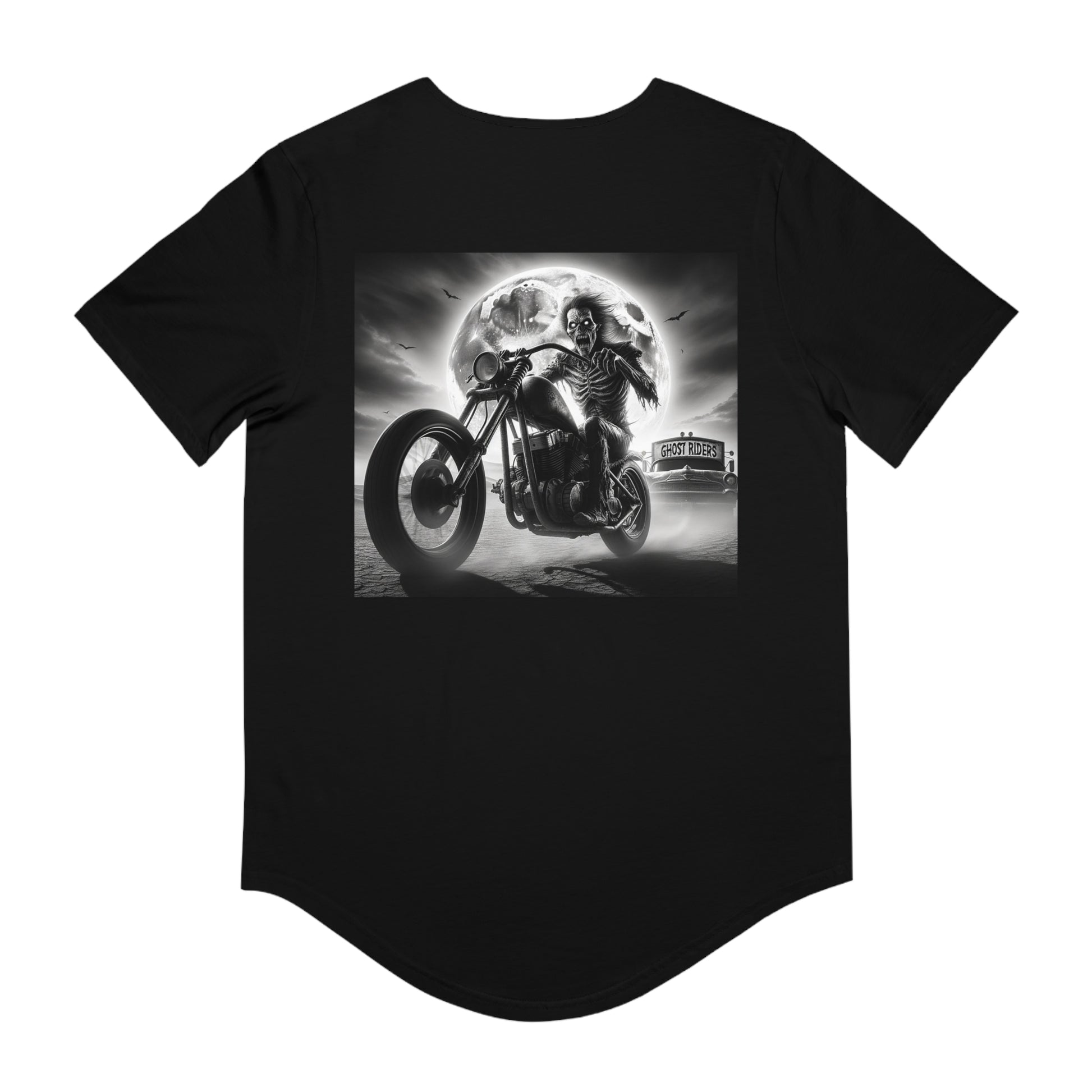 GHOST RIDER FULL MOON-Men's Jersey Curved Hem Tee