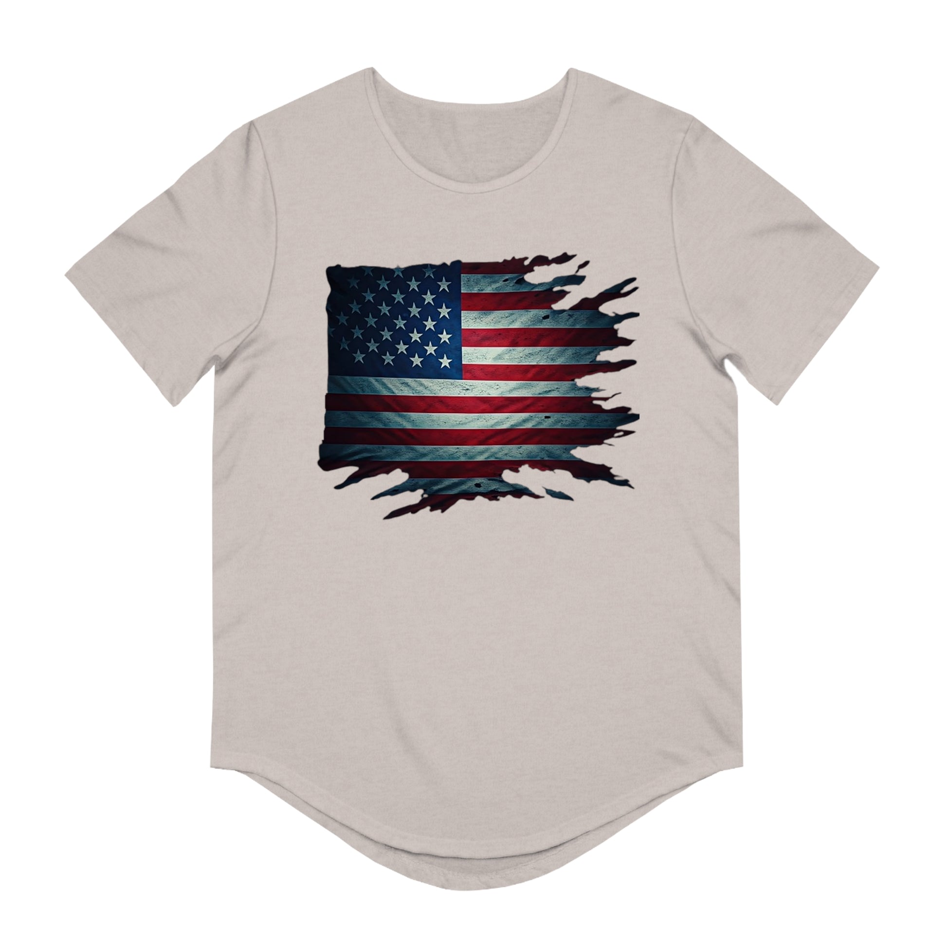 Patriotic Men's Curved Hem Tee, USA Flag Shirt
