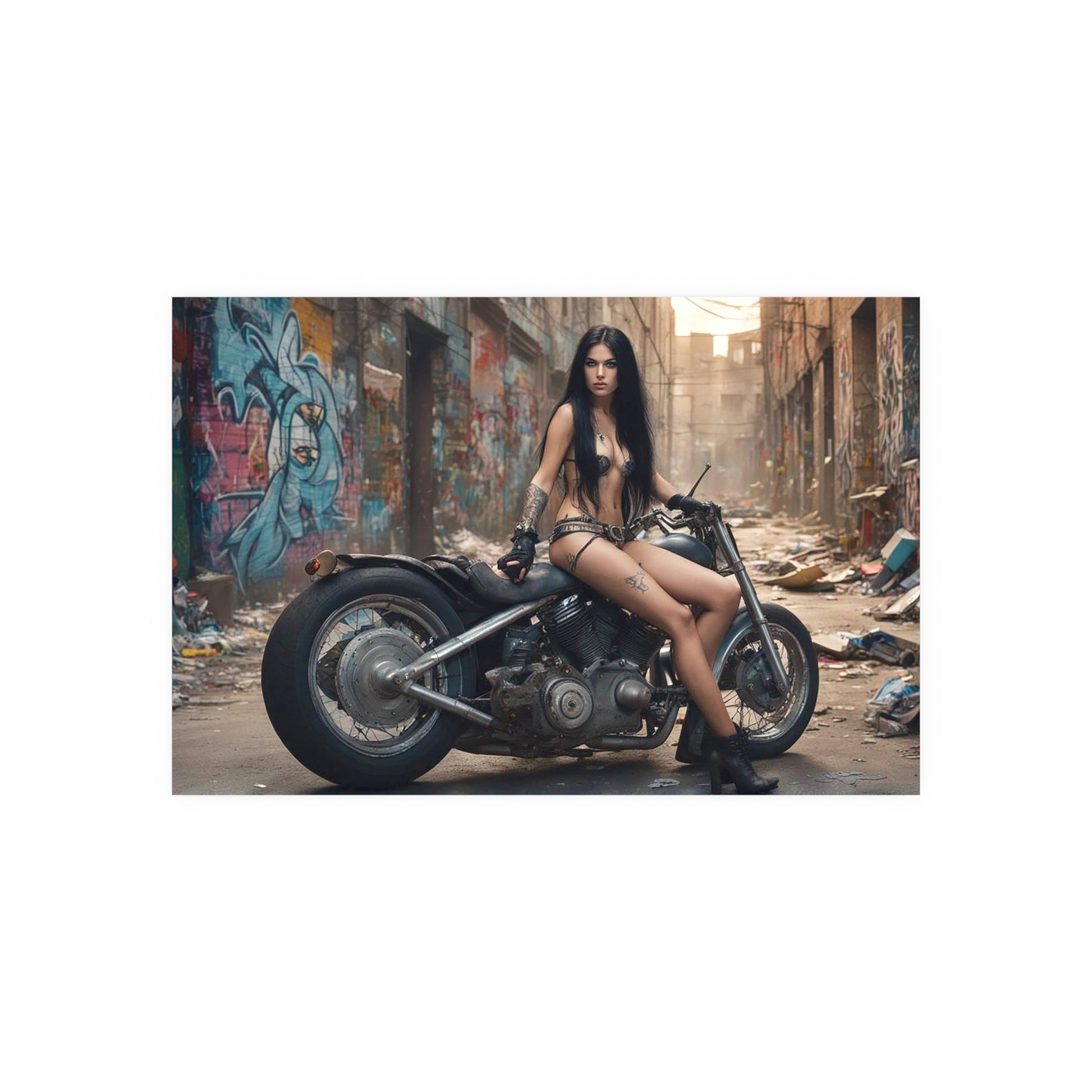 Dystopian Biker Girl Satin and Archival Matte Poster