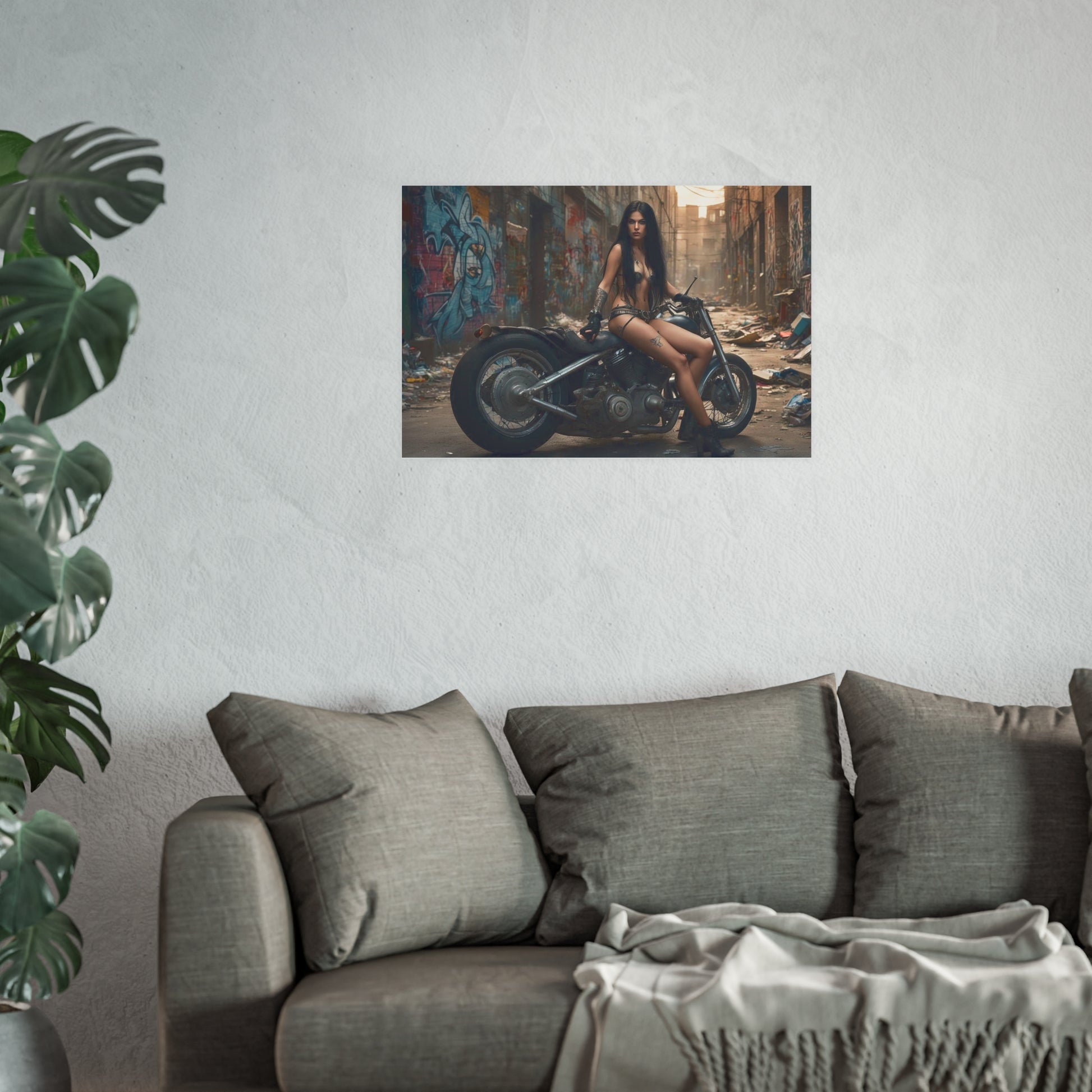 Dystopian Biker Girl Satin and Archival Matte Poster
