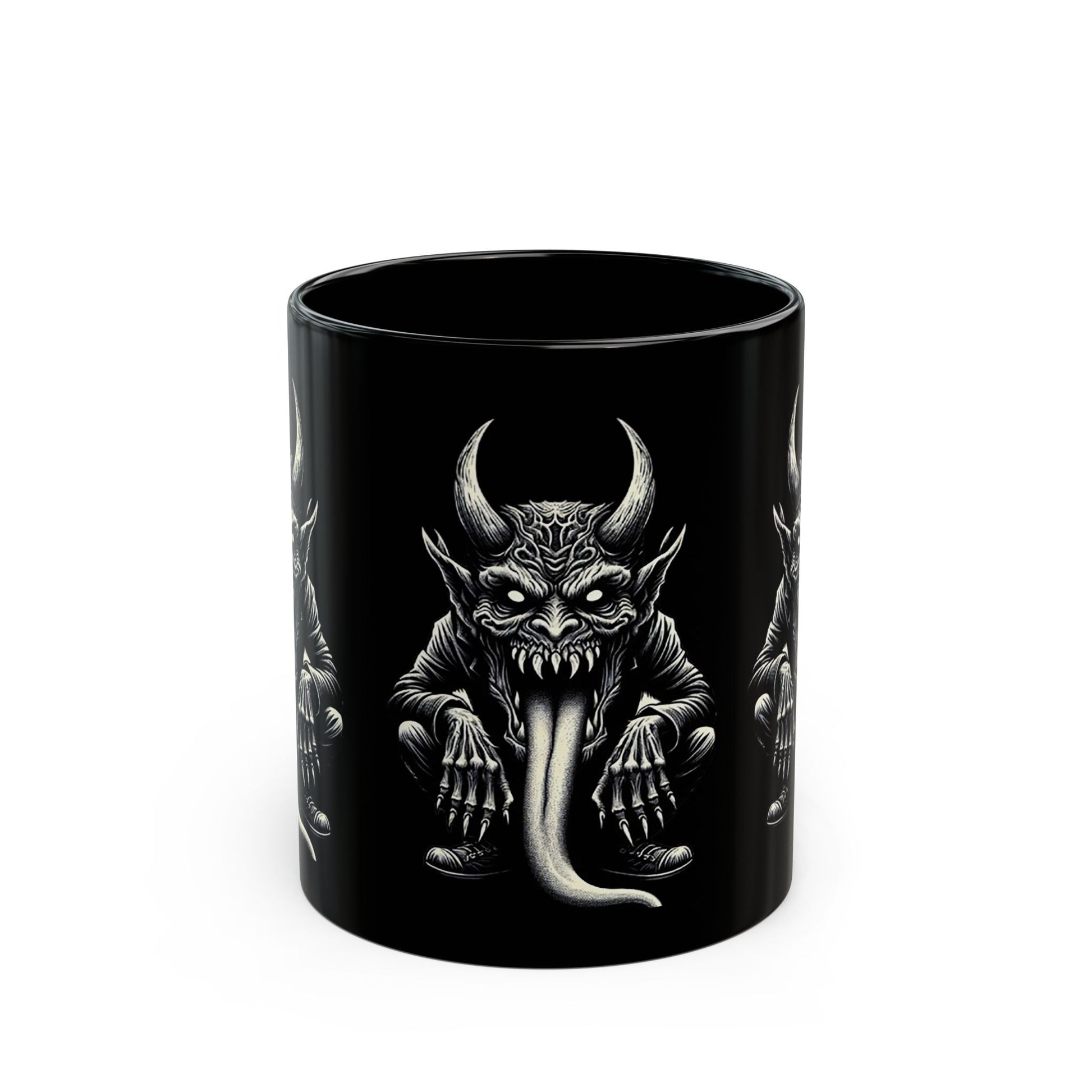 Gothic Demon Mug with Horned Creature Design