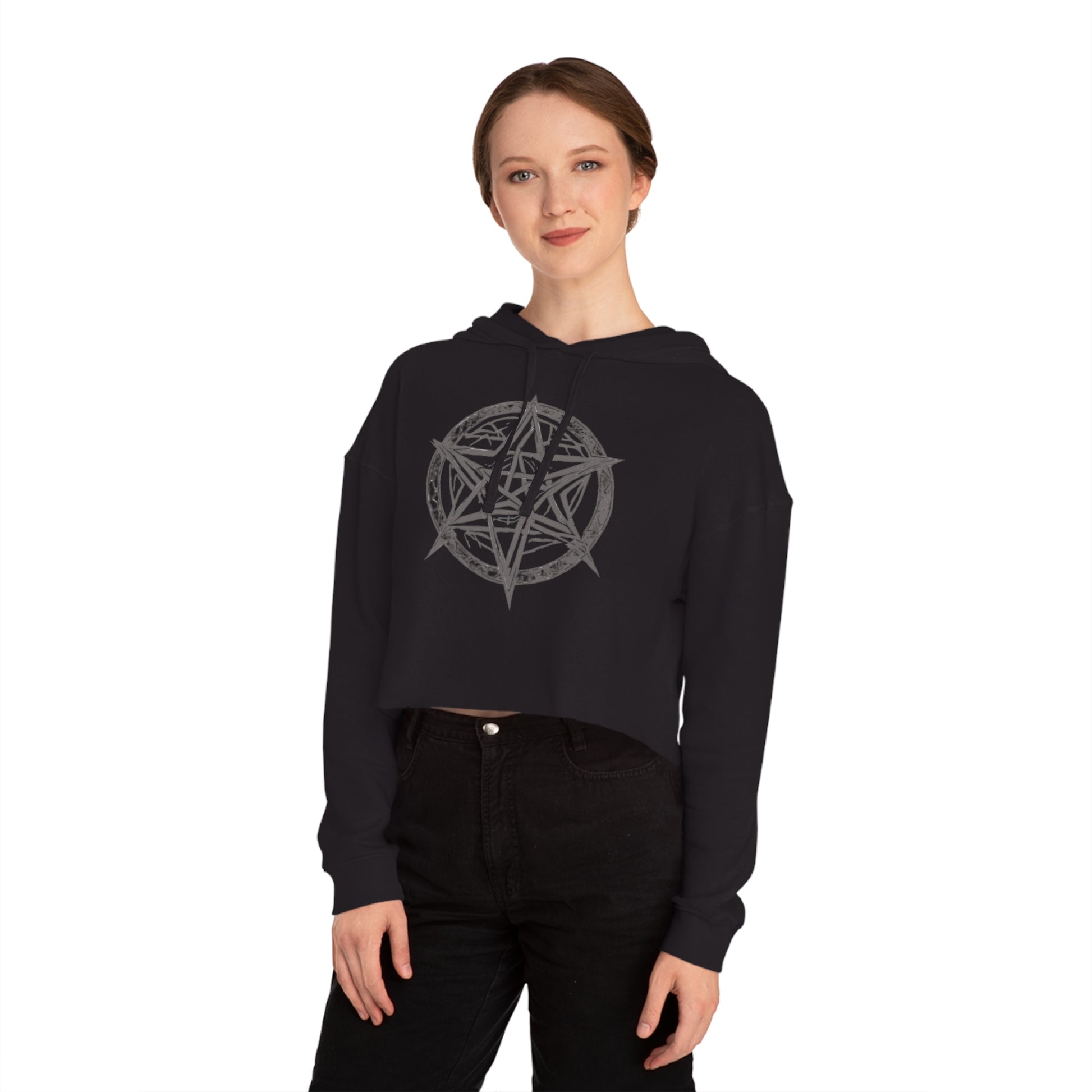 Pentagram Womens Cropped Hooded Sweatshirt