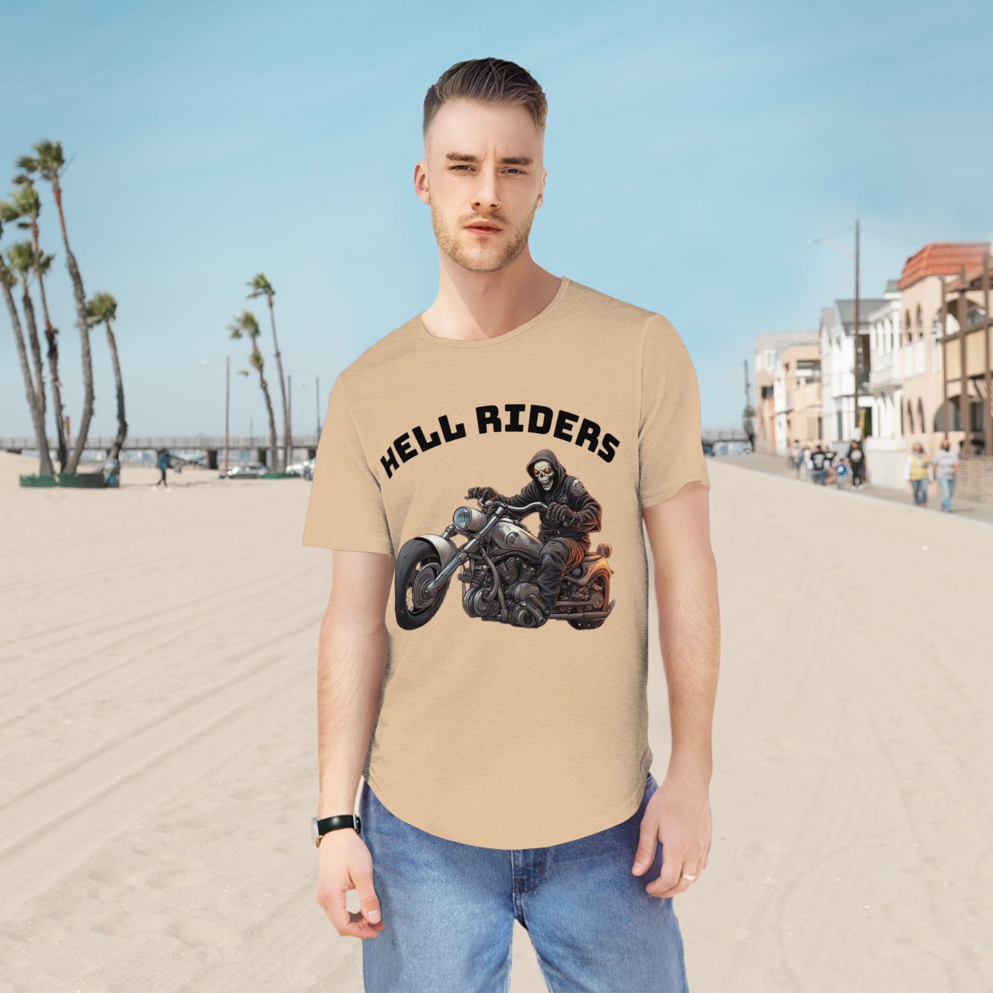 Hell Riders-Men's Jersey Curved Hem Tee, Biker Shirt, Hell Riders Tee, Motorcycle Apparel